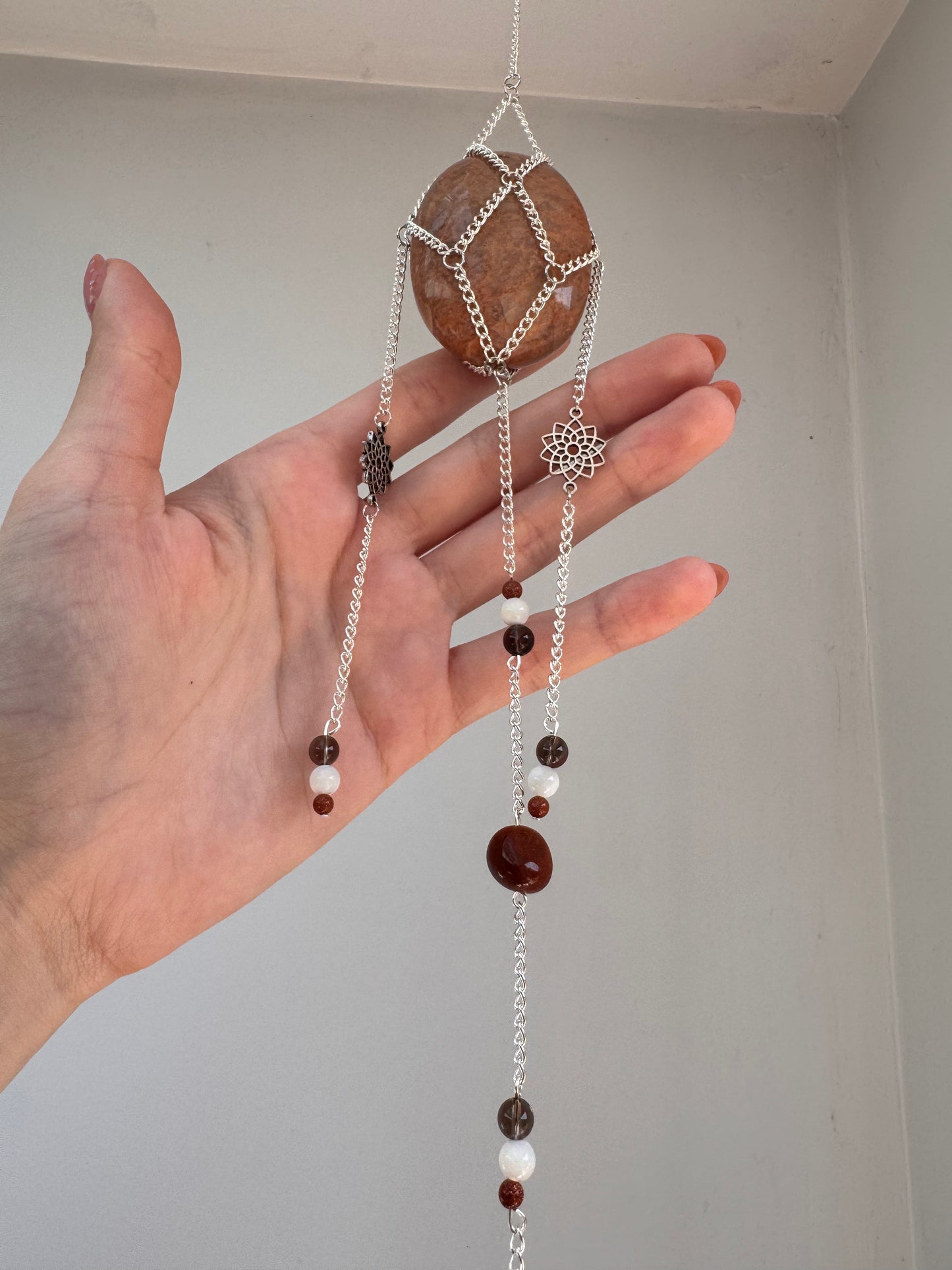 Peach Moonstone Suncatcher | Handmade Crystal Wall Hanging