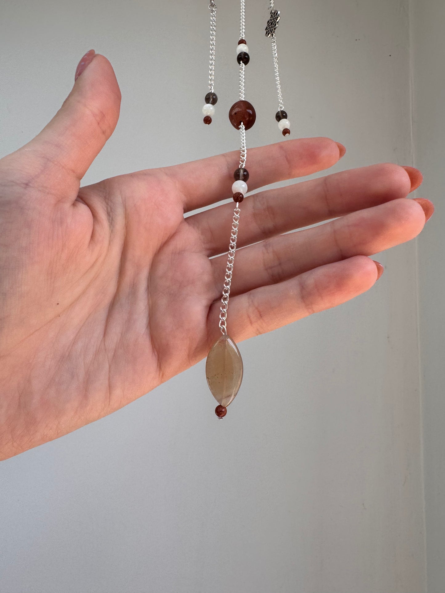 Peach Moonstone Suncatcher | Handmade Crystal Wall Hanging