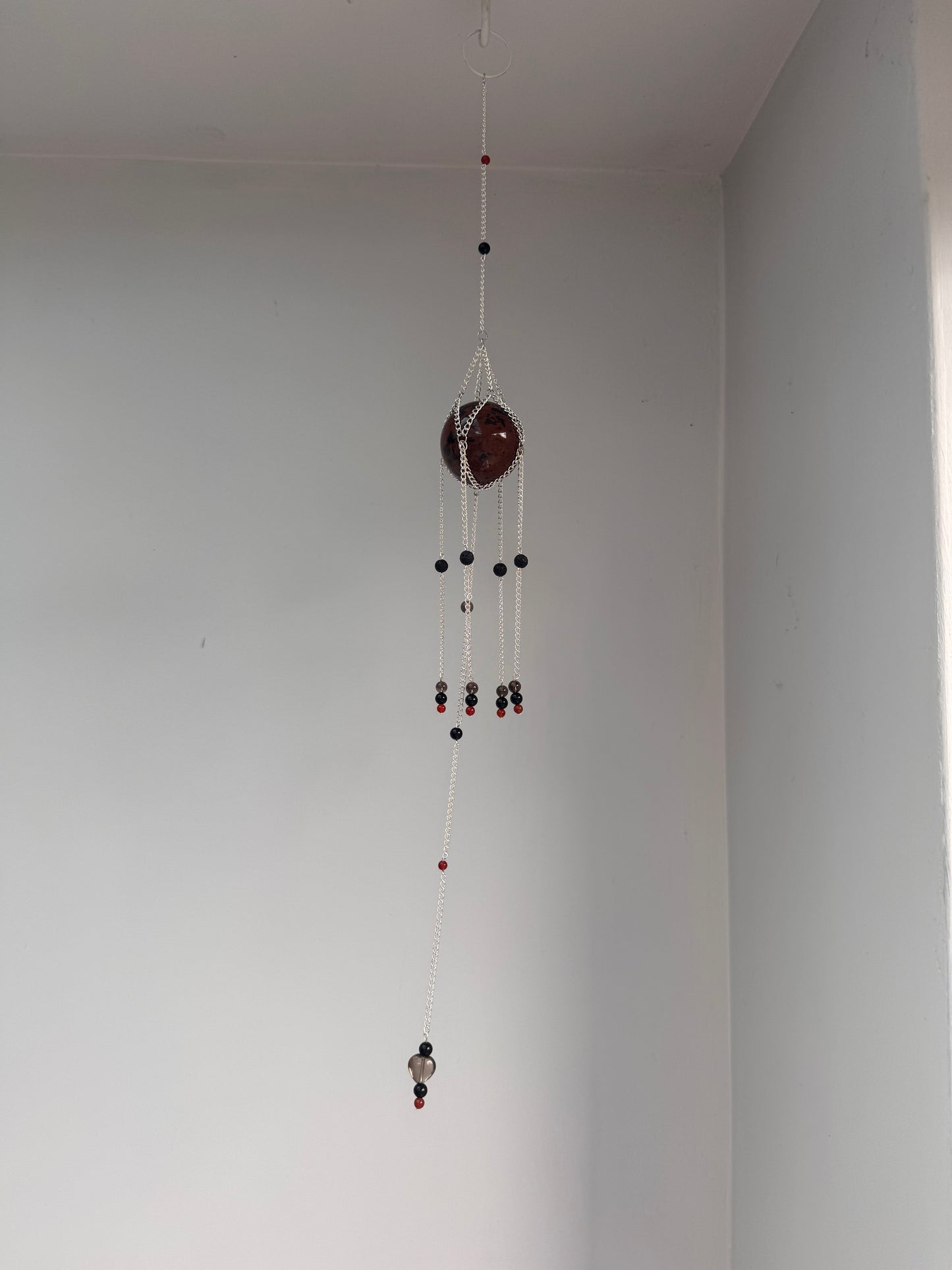 Mahogany Obsidian Suncatcher | Handmade Crystal Wall Hanging