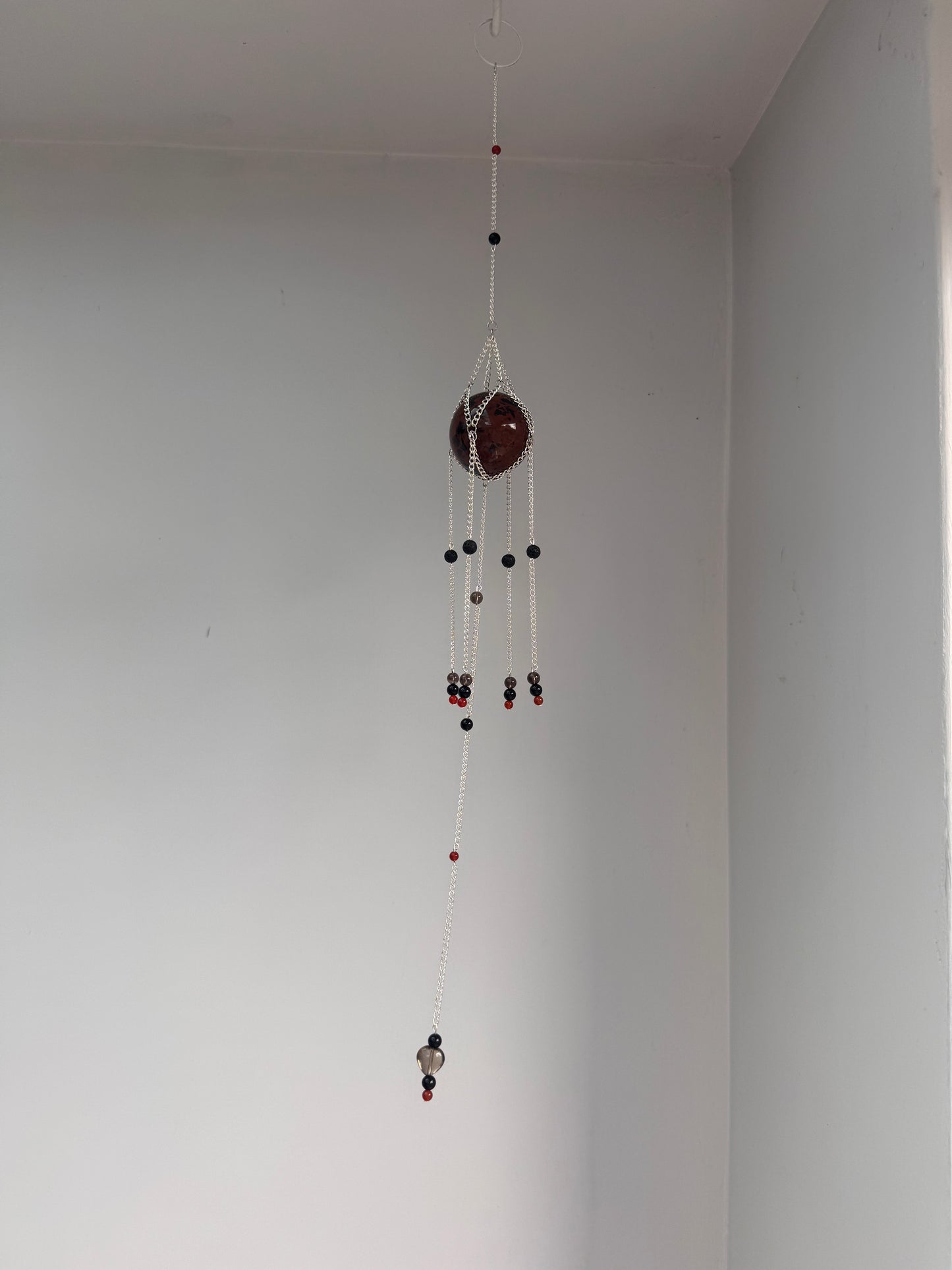 Mahogany Obsidian Suncatcher | Handmade Crystal Wall Hanging