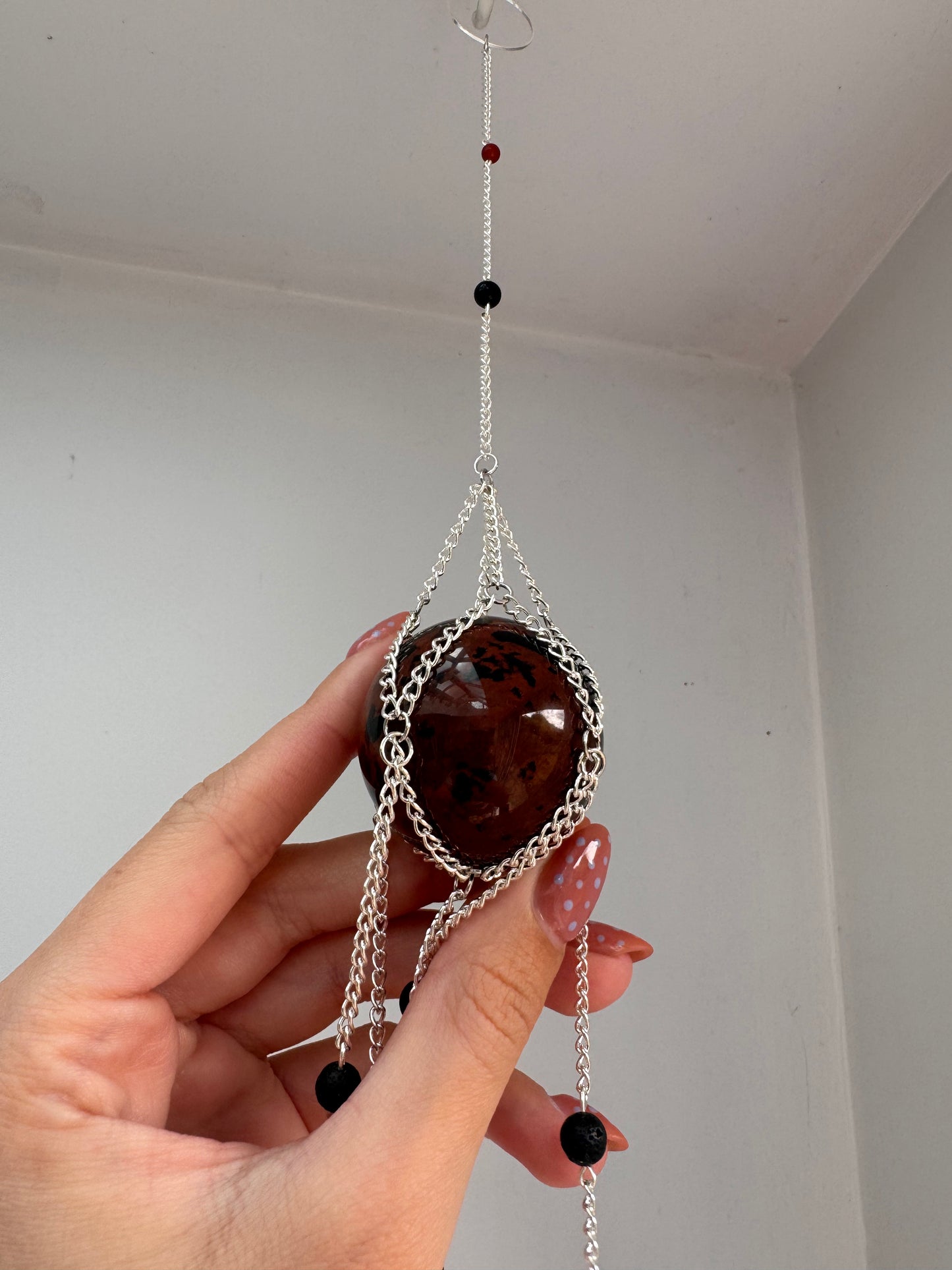 Mahogany Obsidian Suncatcher | Handmade Crystal Wall Hanging