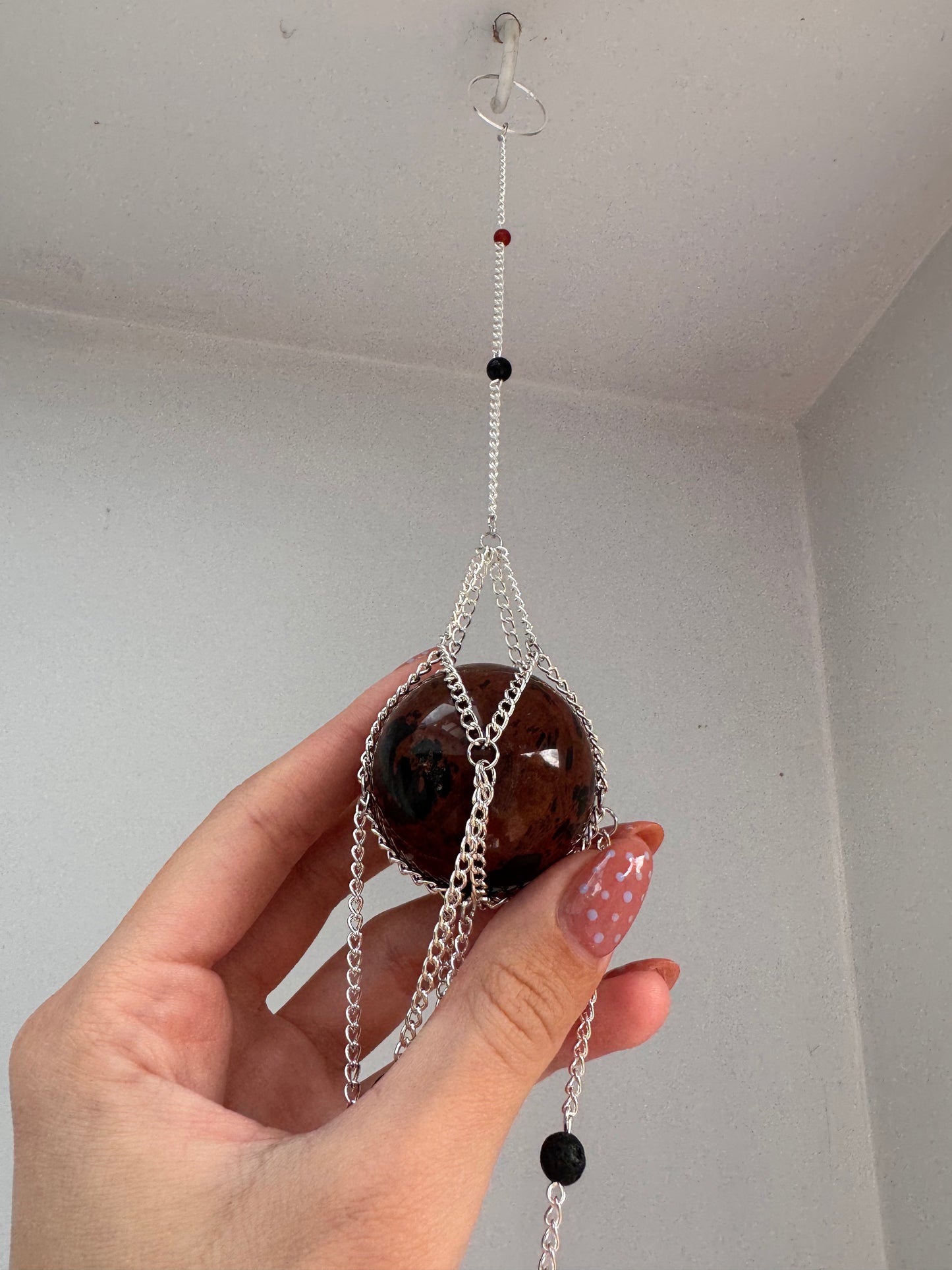 Mahogany Obsidian Suncatcher | Handmade Crystal Wall Hanging