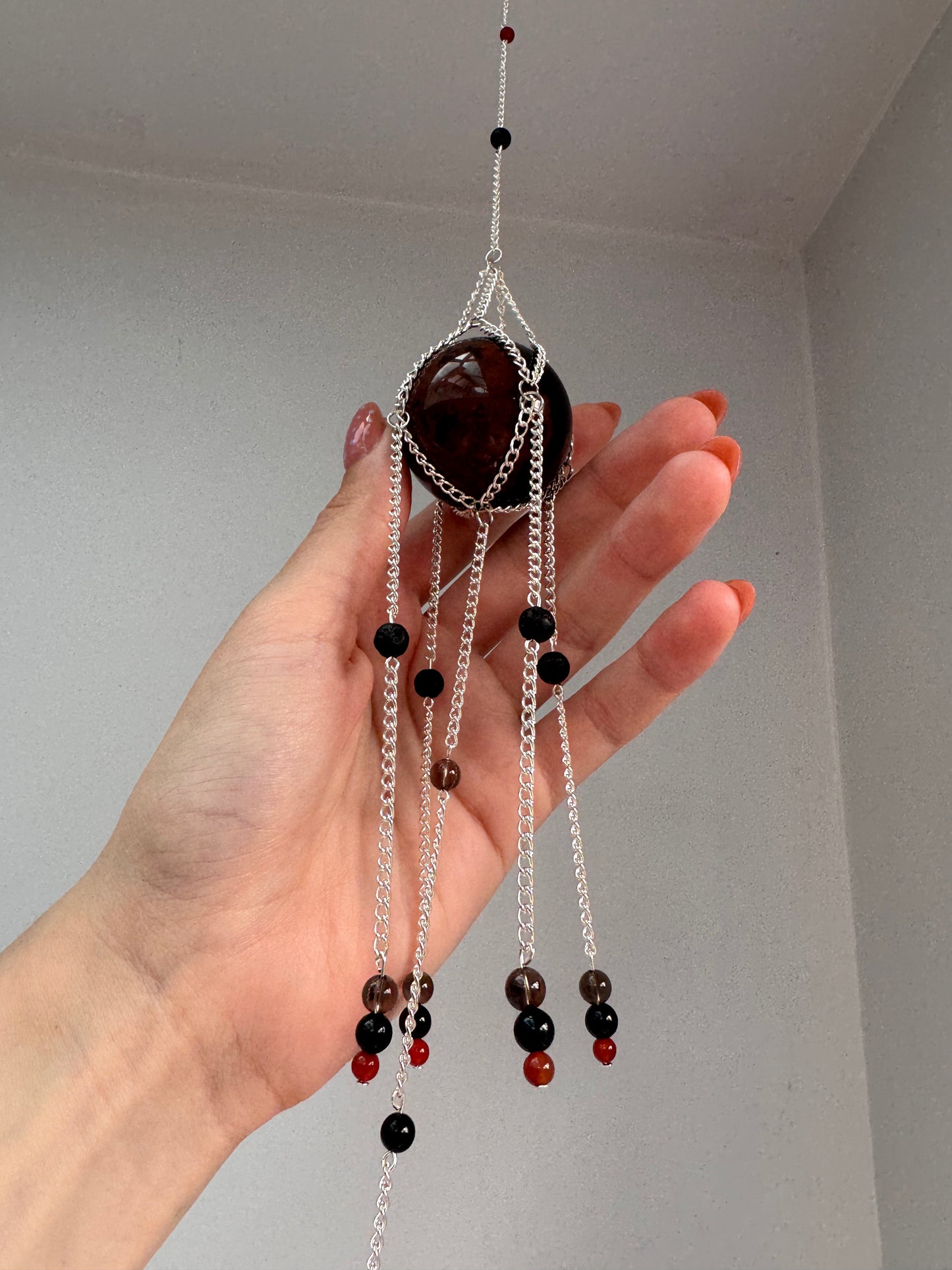 Mahogany Obsidian Suncatcher | Handmade Crystal Wall Hanging