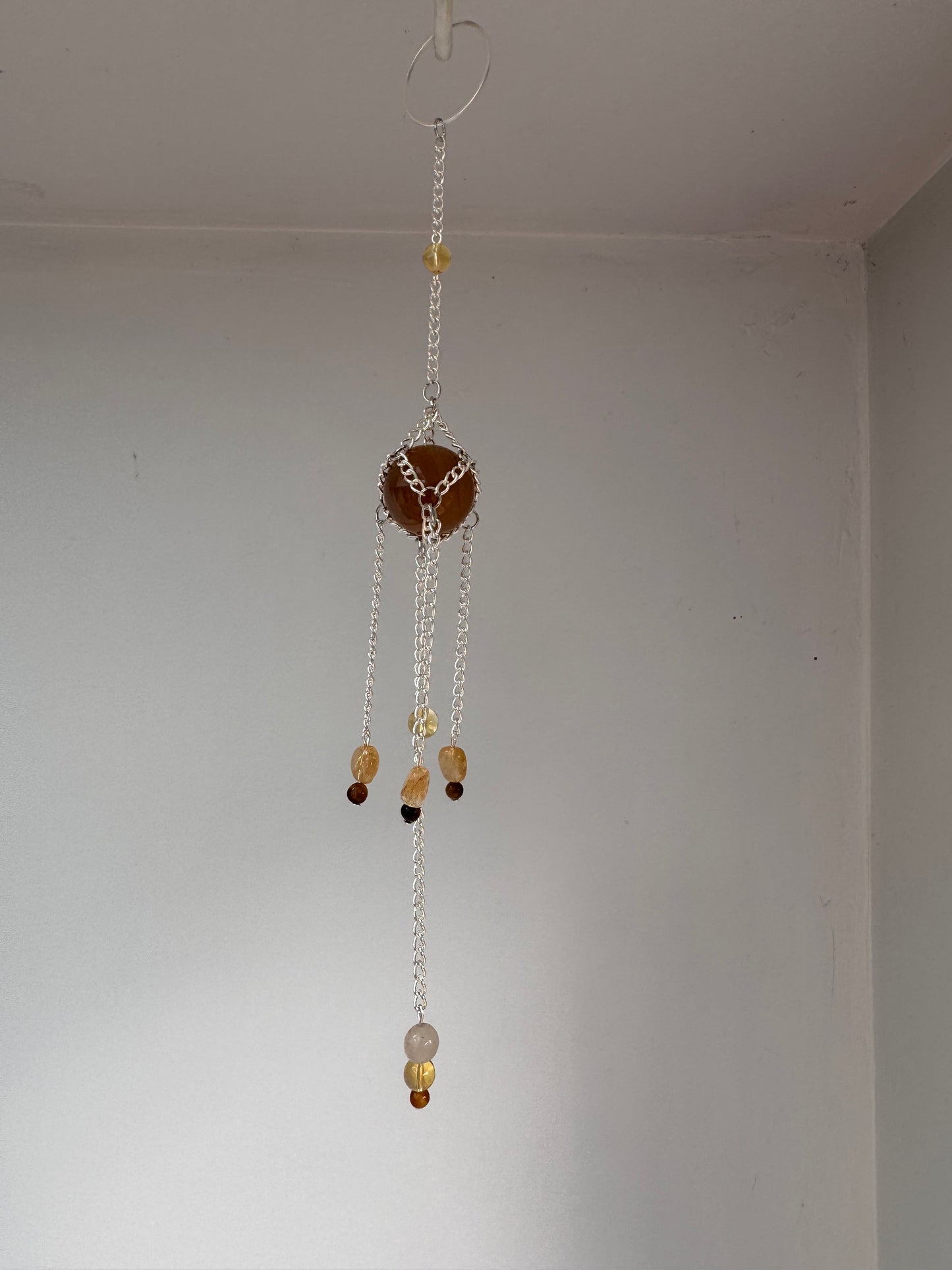 Light Carnelian Mini Suncatcher | Handmade Crystal Wall Hanging