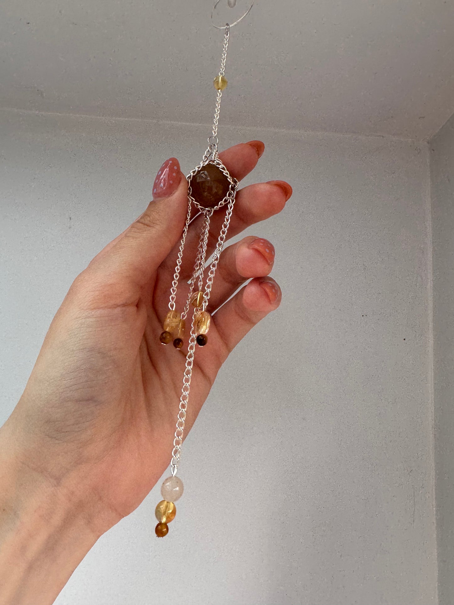 Light Carnelian Mini Suncatcher | Handmade Crystal Wall Hanging