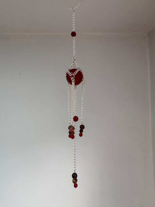Carnelian Mini Suncatcher | Handmade Crystal Wall Hanging