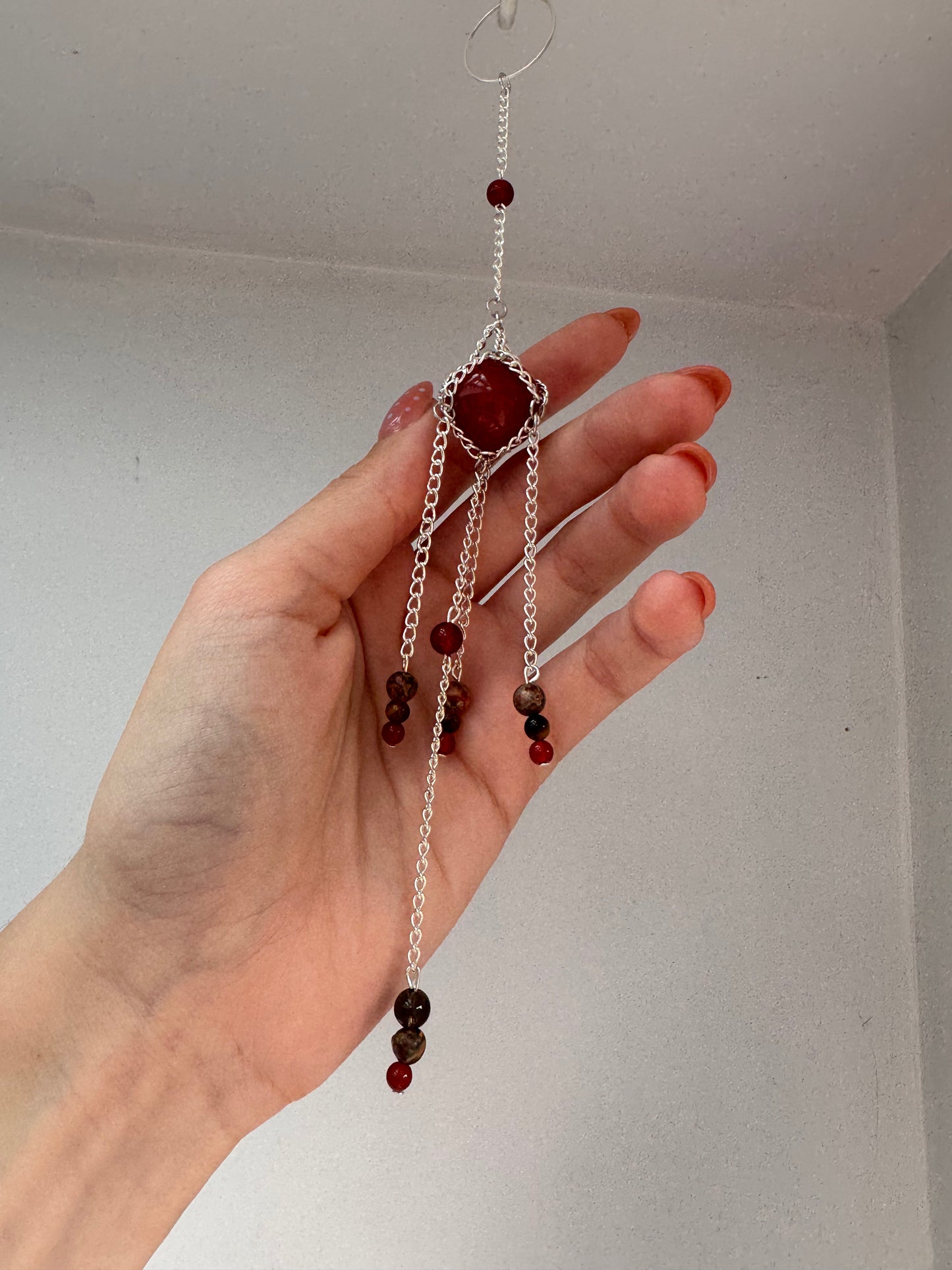 Carnelian Mini Suncatcher | Handmade Crystal Wall Hanging