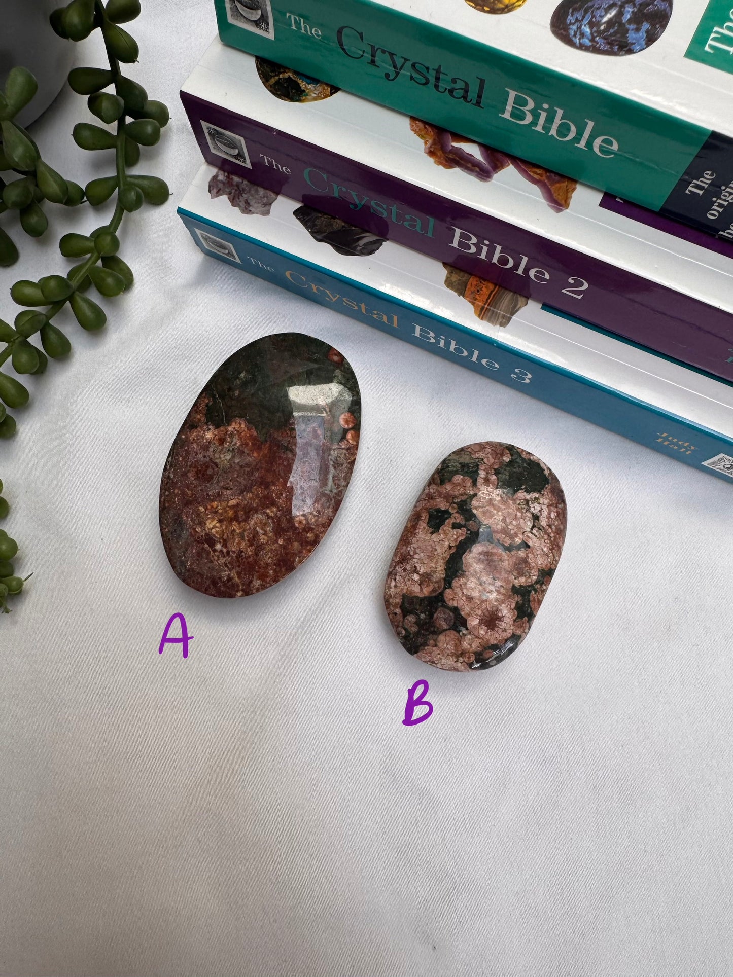 Green Flower Agate Palmstones