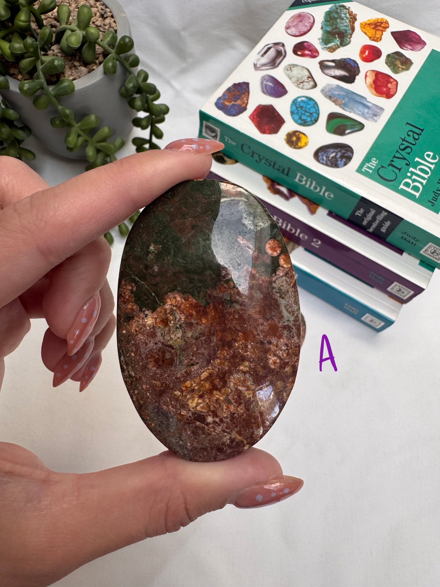 Green Flower Agate Palmstones