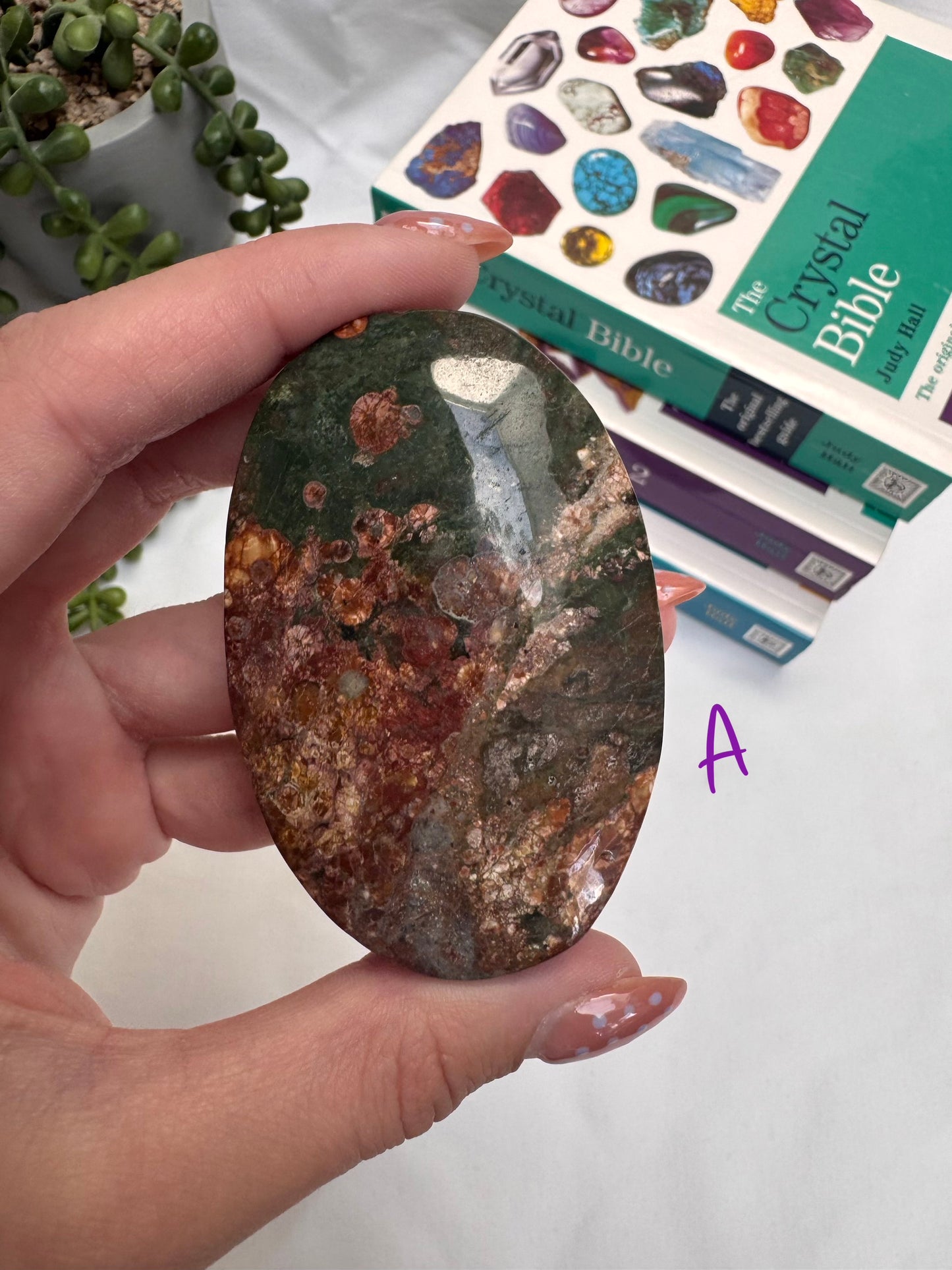 Green Flower Agate Palmstones