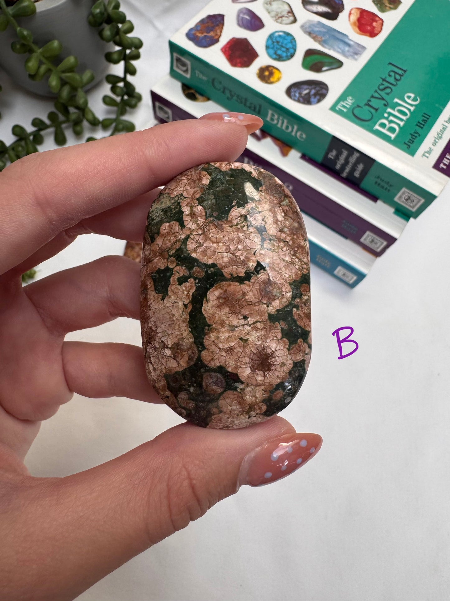 Green Flower Agate Palmstones