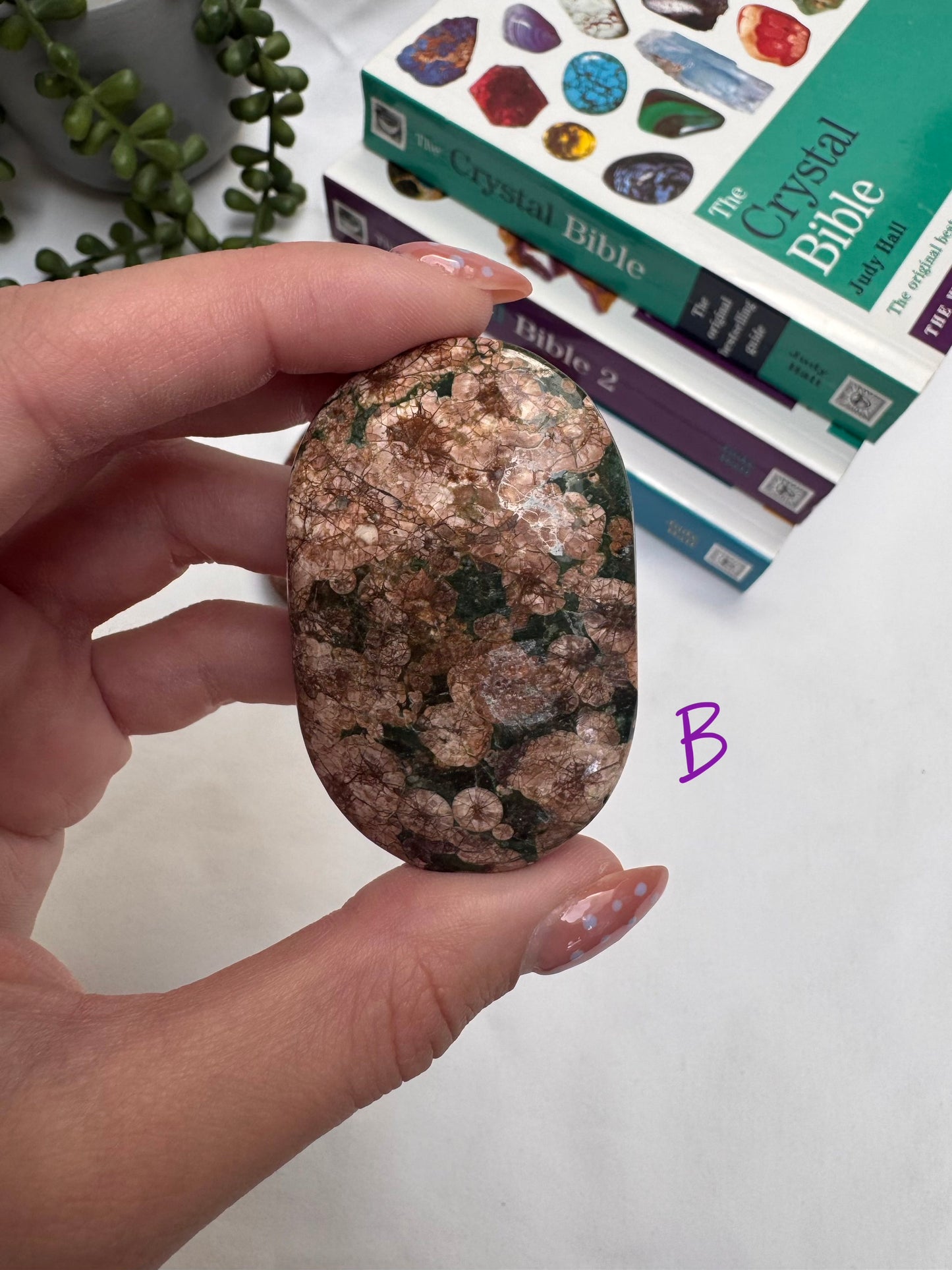 Green Flower Agate Palmstones