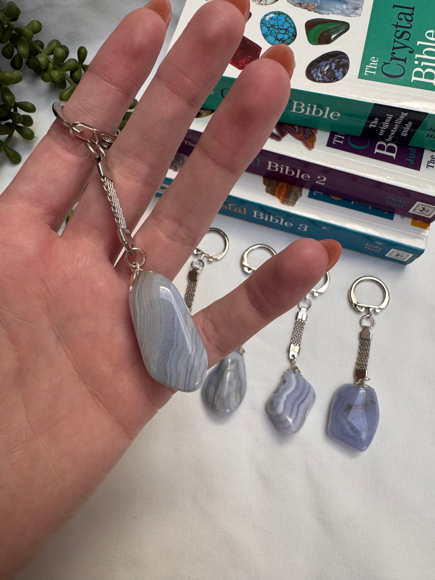 Blue Lace Agate Keyrings