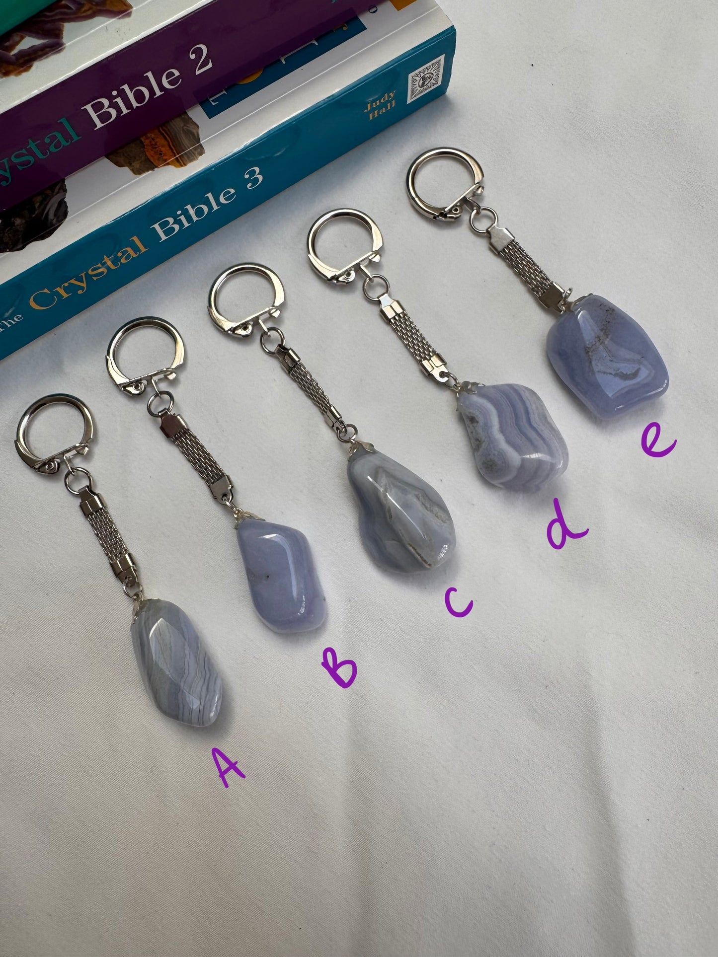 Blue Lace Agate Keyrings