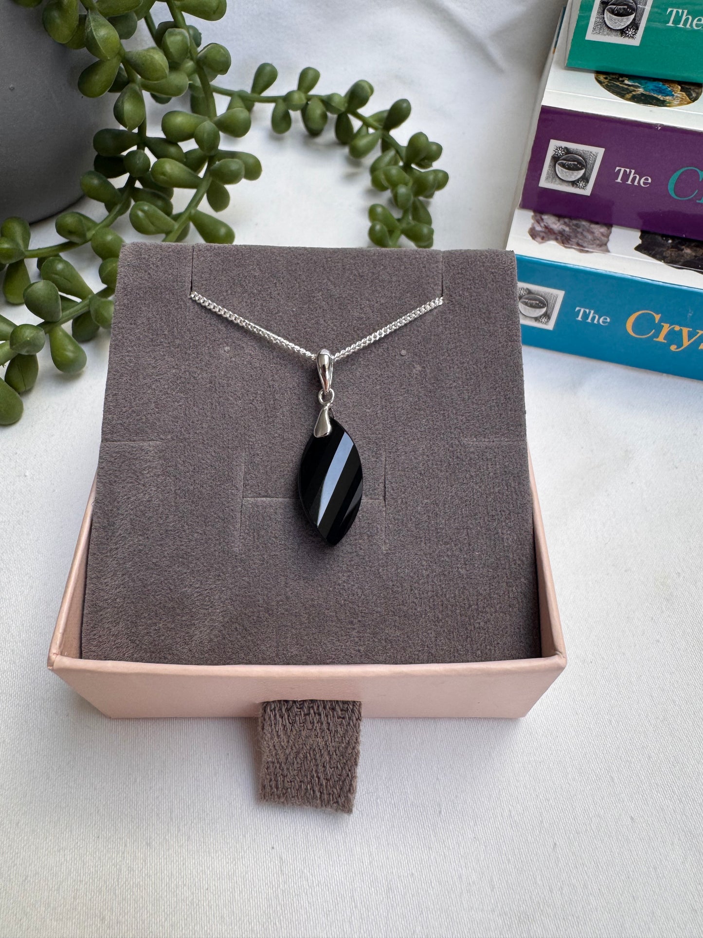 Black Agate Twist Sterling Silver Necklace