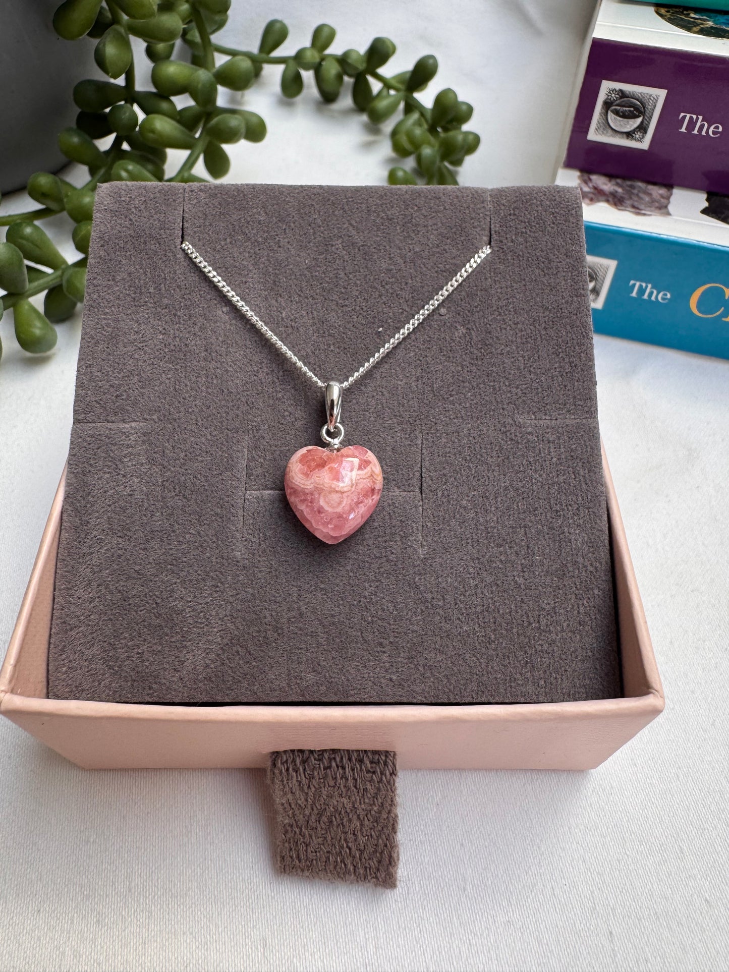 Rhodochrosite Heart Sterling Silver Necklace