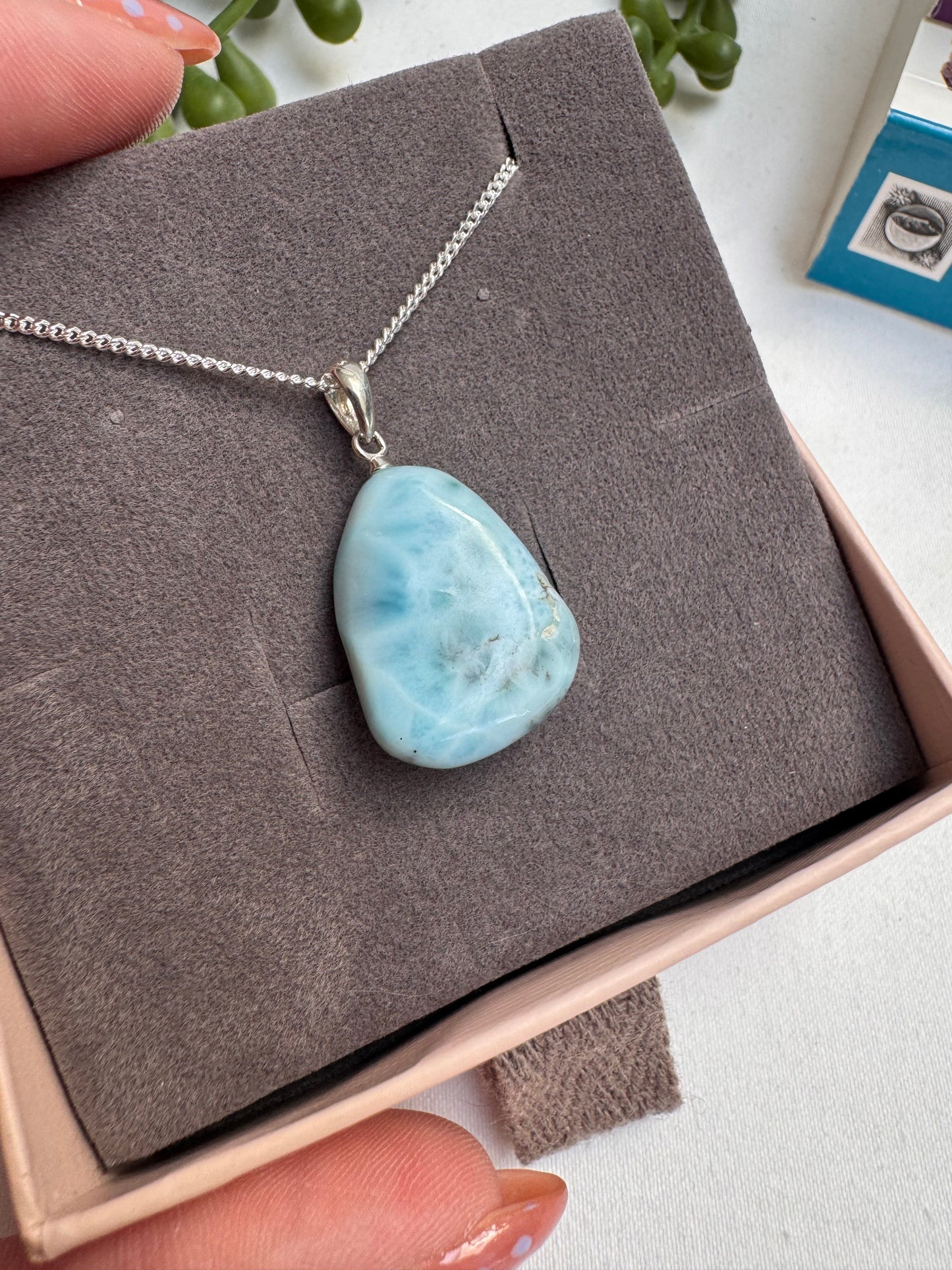 Larimar Drop Sterling Silver Necklace