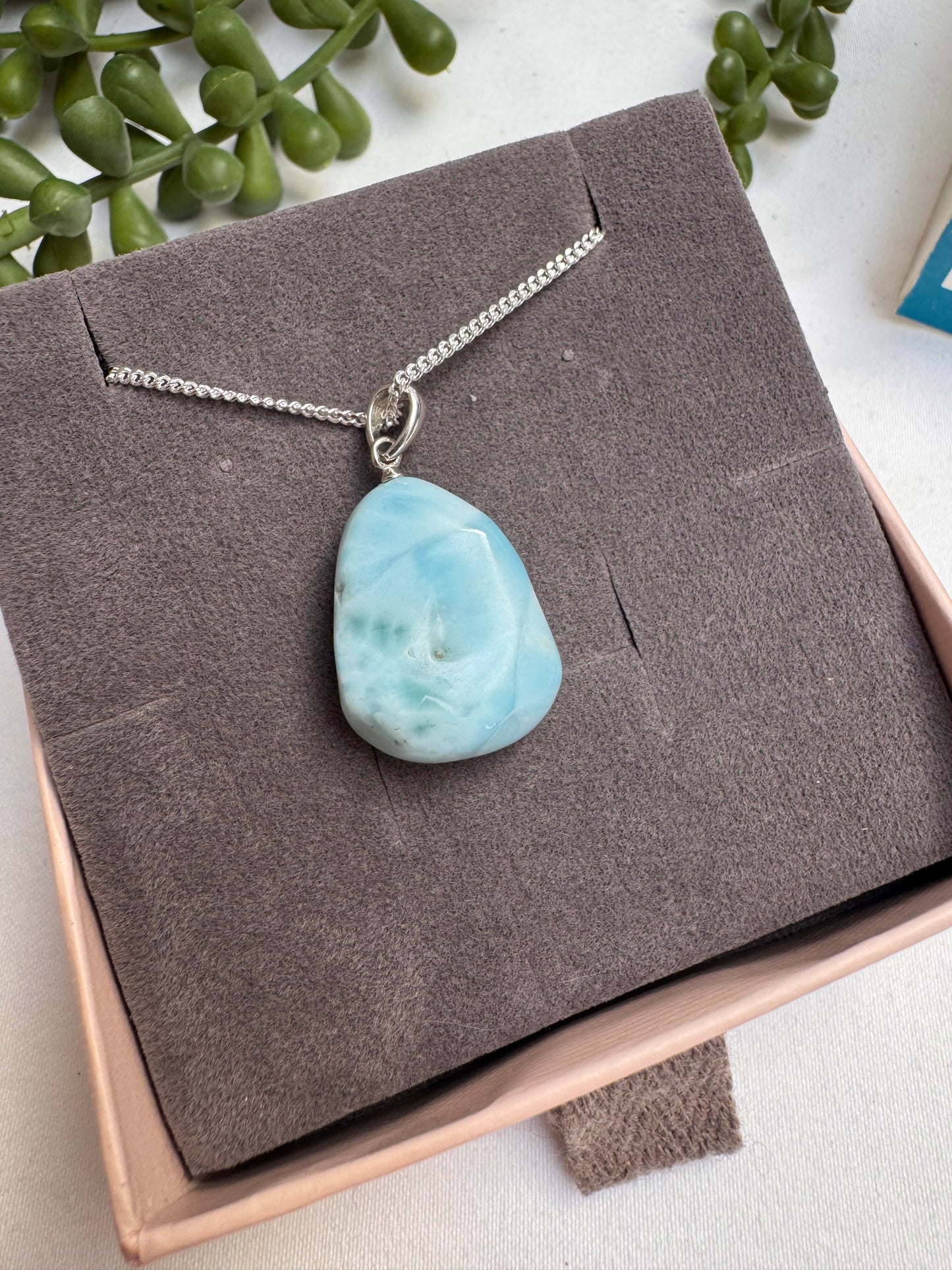 Larimar Drop Sterling Silver Necklace