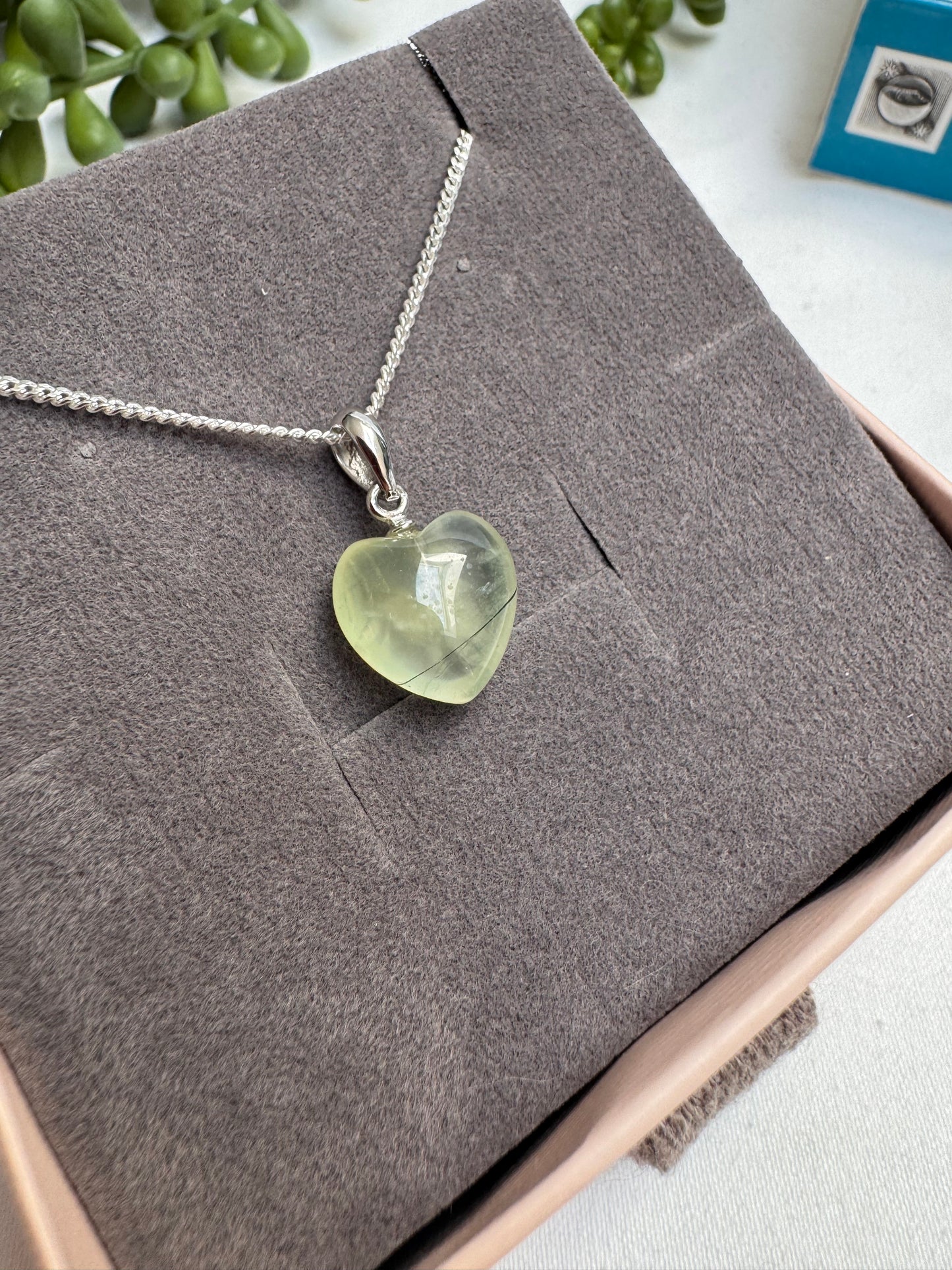 Prehnite A+ Grade Little Heart Necklace