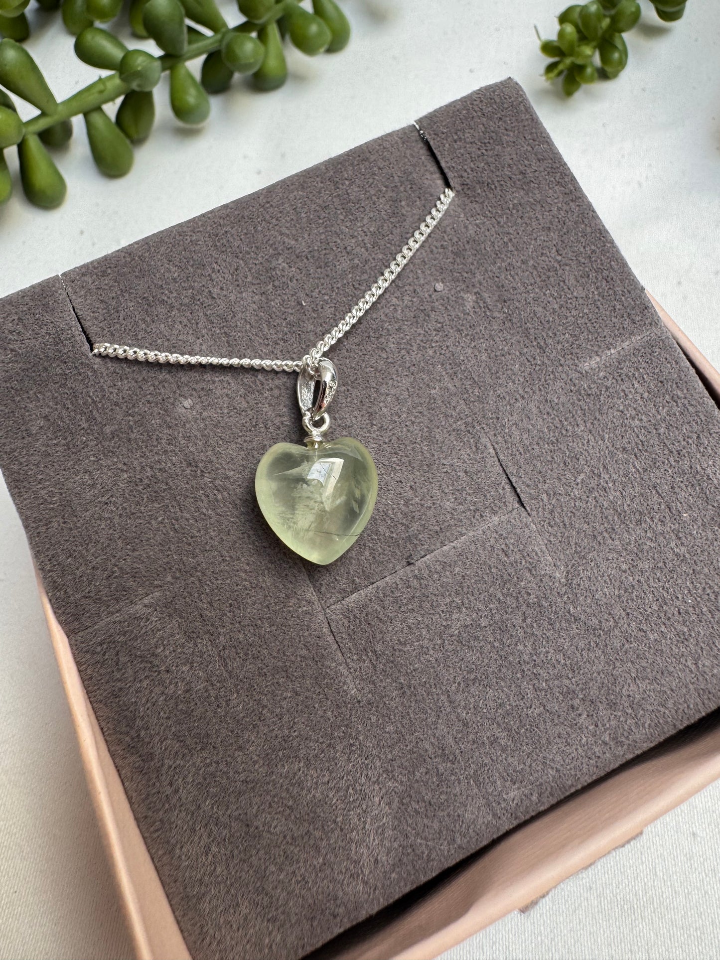 Prehnite A+ Grade Little Heart Necklace