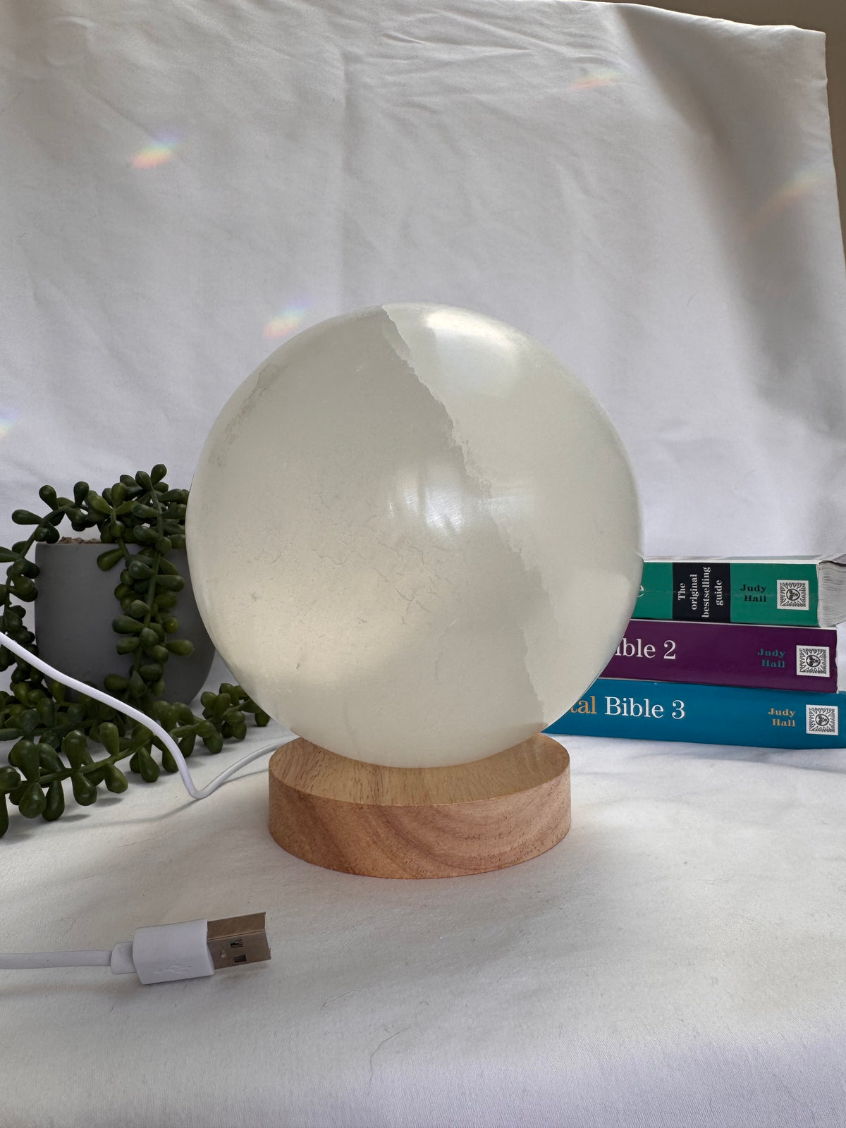 Huge 4kg Selenite Sphere Lamp
