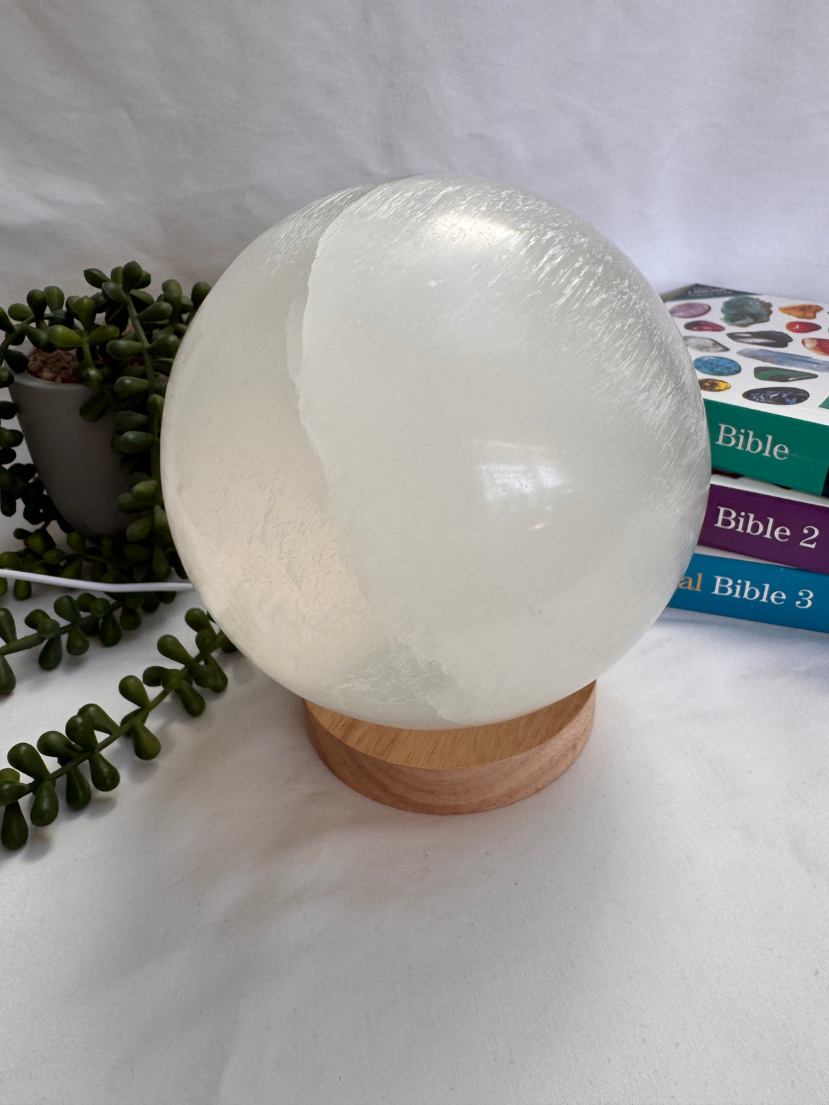Huge 4kg Selenite Sphere Lamp