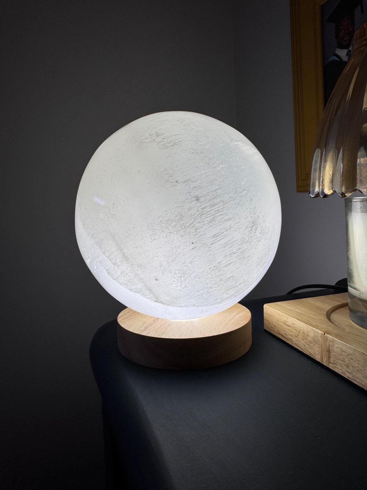 Huge 4kg Selenite Sphere Lamp