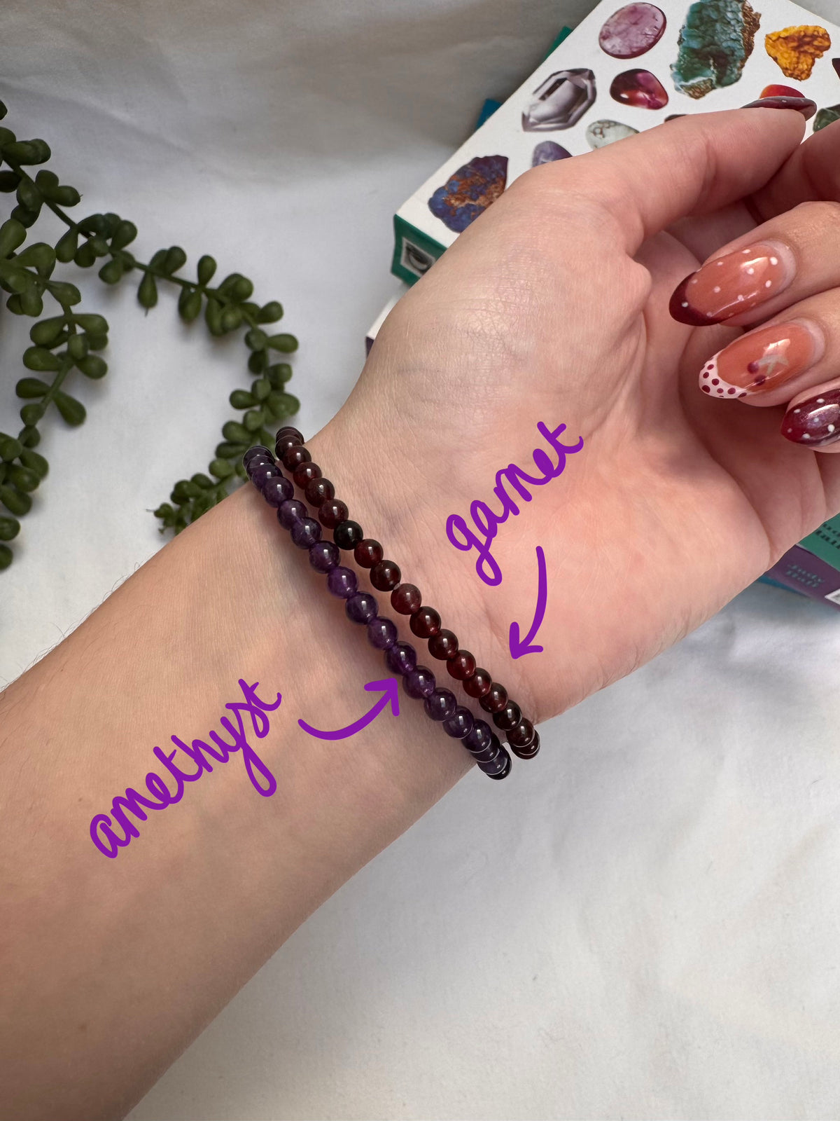 4mm Bead Bracelets | Garnet + Amethyst
