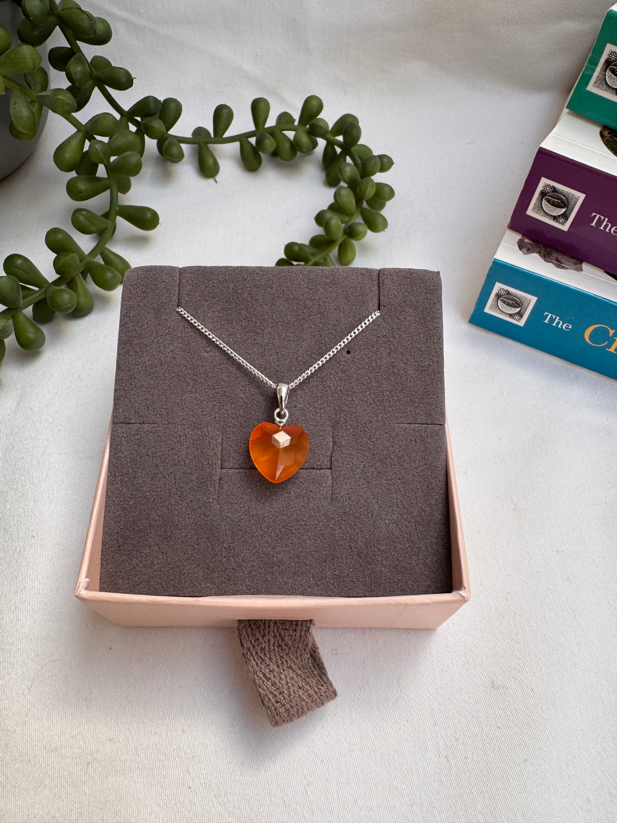 Carnelian Faceted Heart Necklace | A Grade