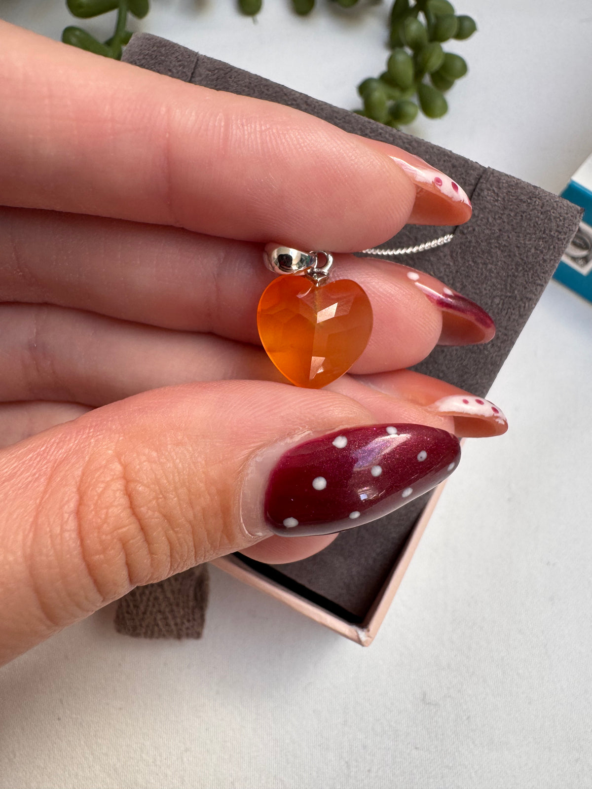 Carnelian Faceted Heart Necklace | A Grade