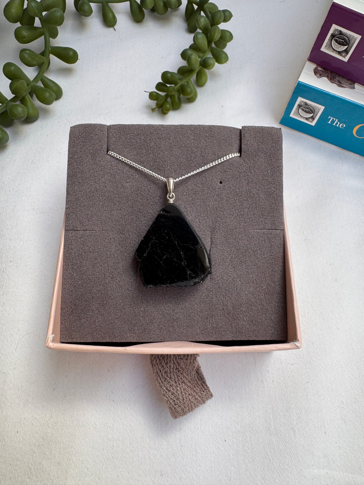 Black Tourmaline Slice Necklace