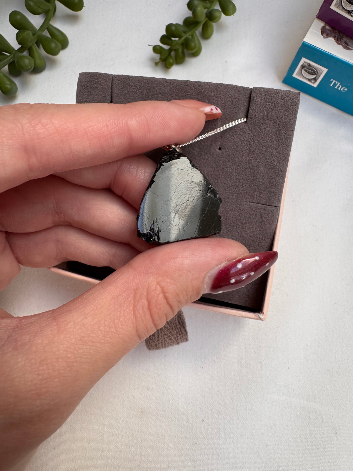 Black Tourmaline Slice Necklace