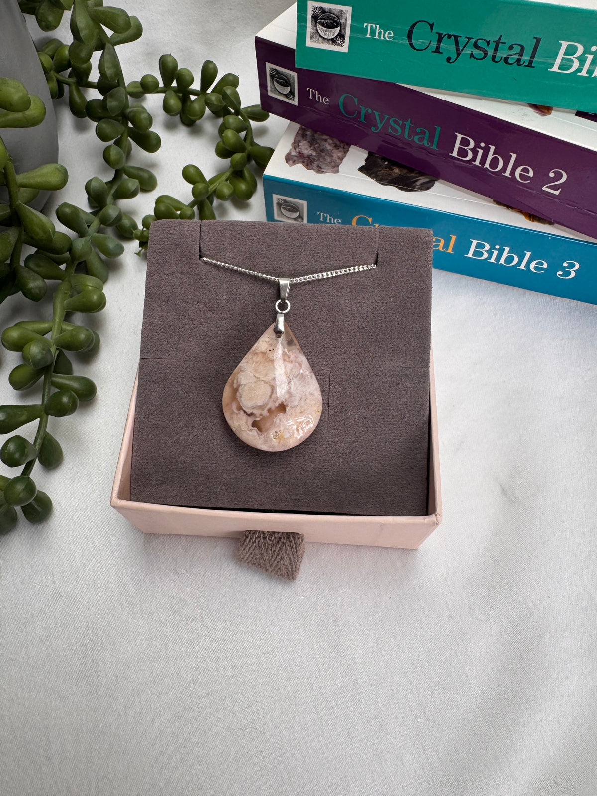 Flower Agate Sterling Silver Necklace