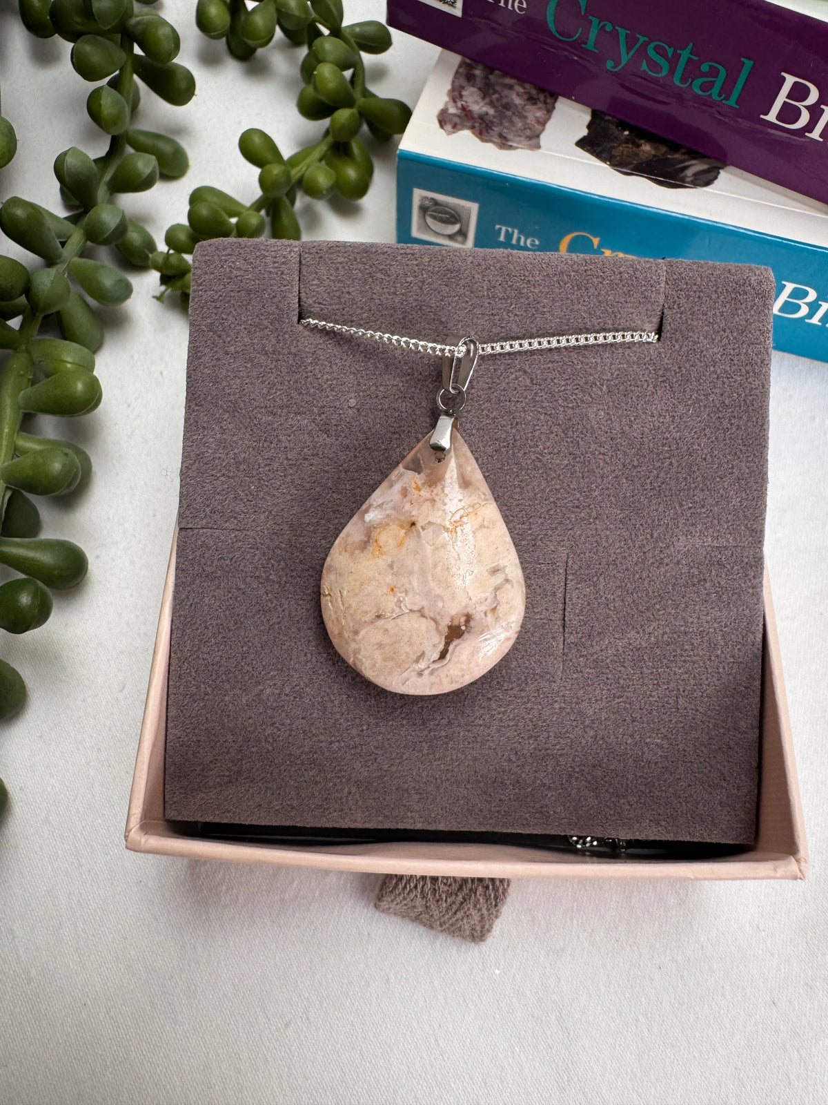 Flower Agate Sterling Silver Necklace