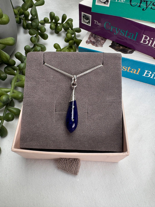 Lapis Lazuli Drop Sterling Silver Necklace