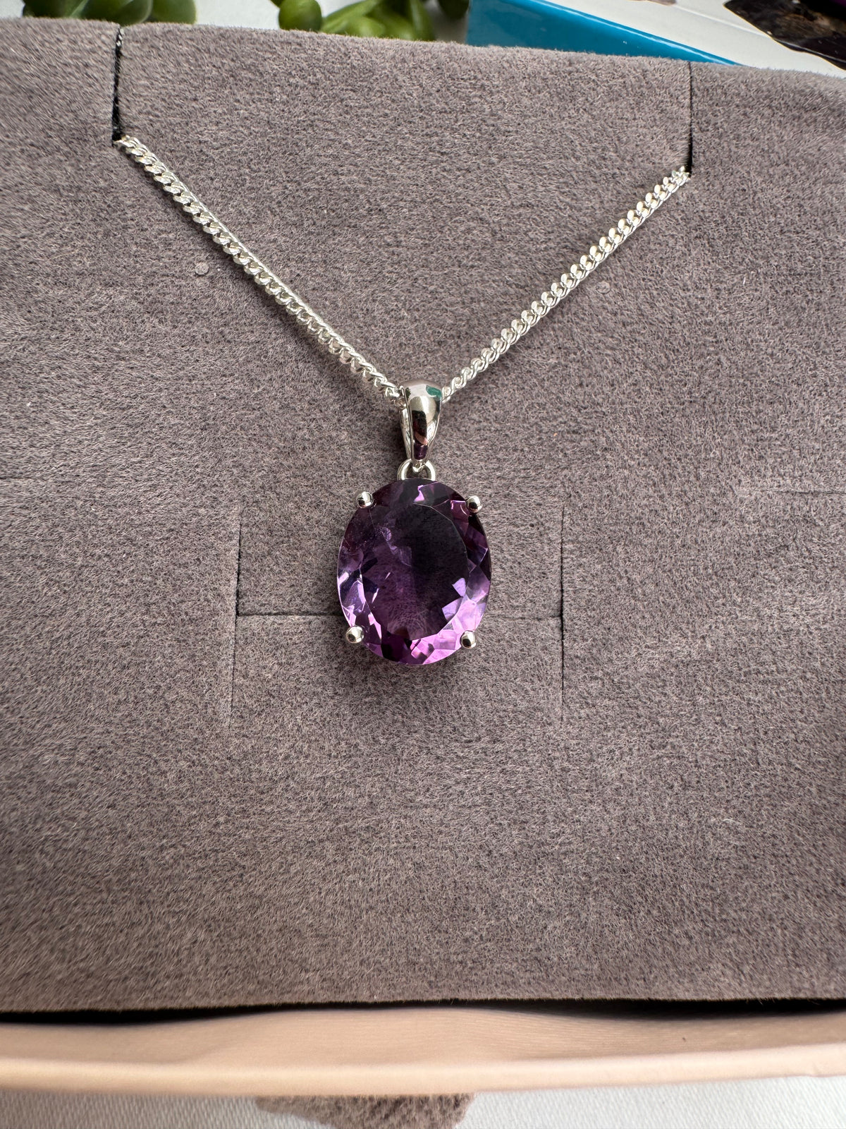Amethyst Faceted Sterling Silver Necklace