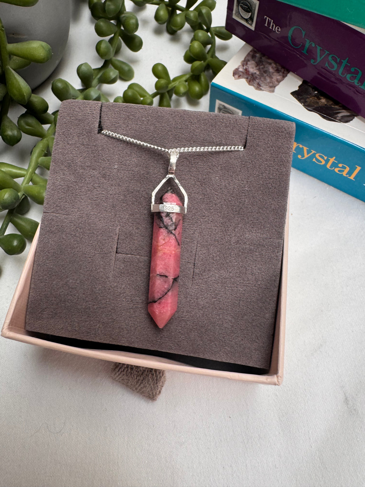 Rhodonite Point Sterling Silver Necklace | A+ Grade