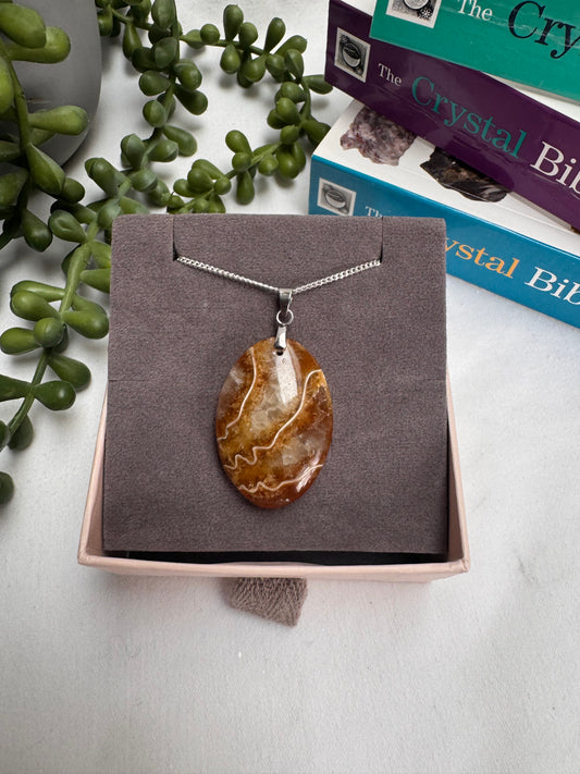 Ammonite Oval Sterling Silver Necklace