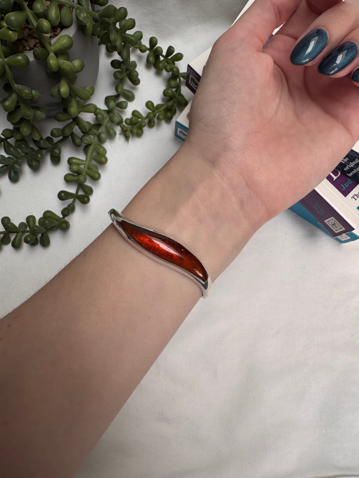 Amber Sterling Silver Bangle