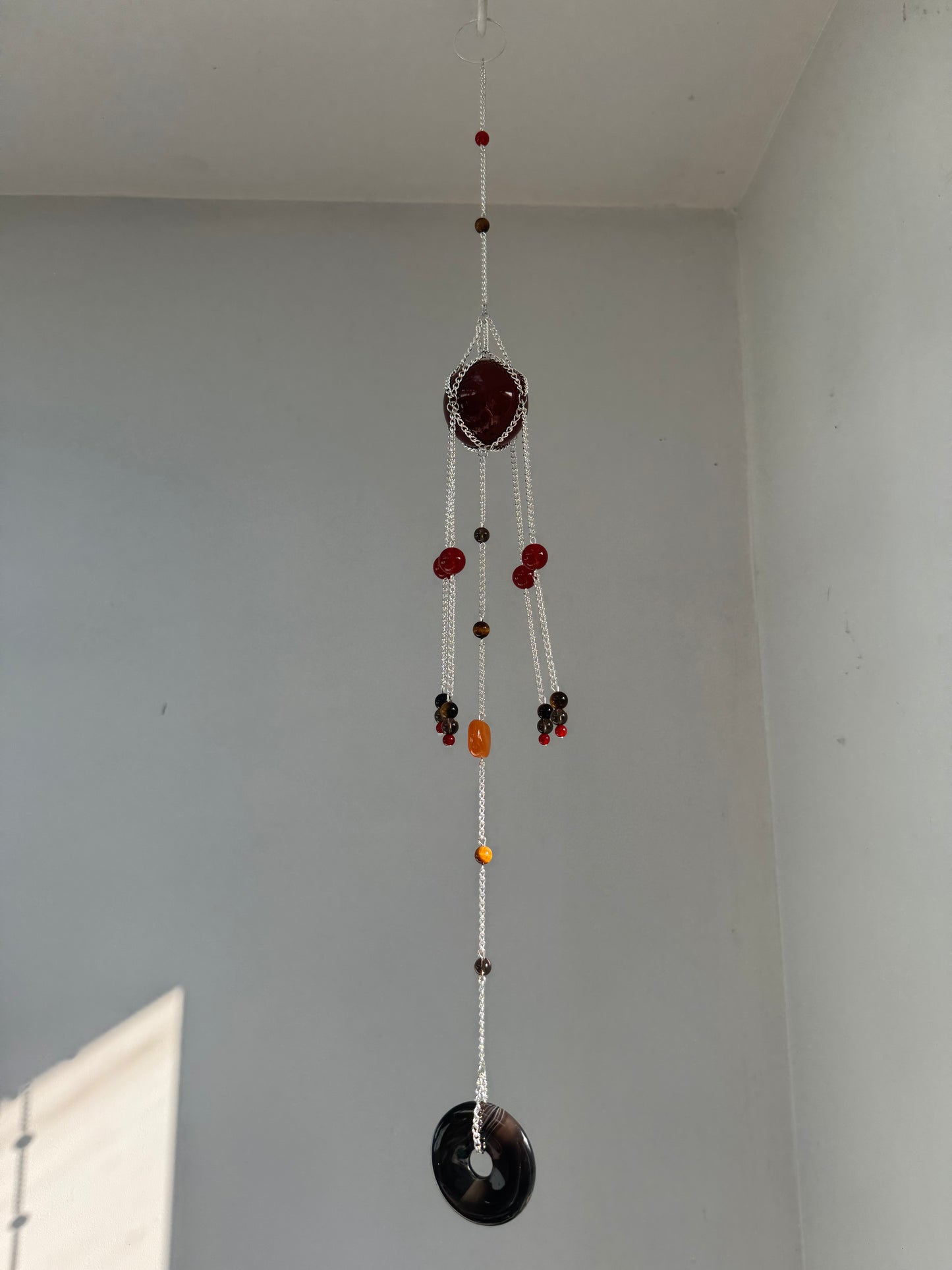 Carnelian + Agate Suncatcher | Handmade Crystal Wall Hanging