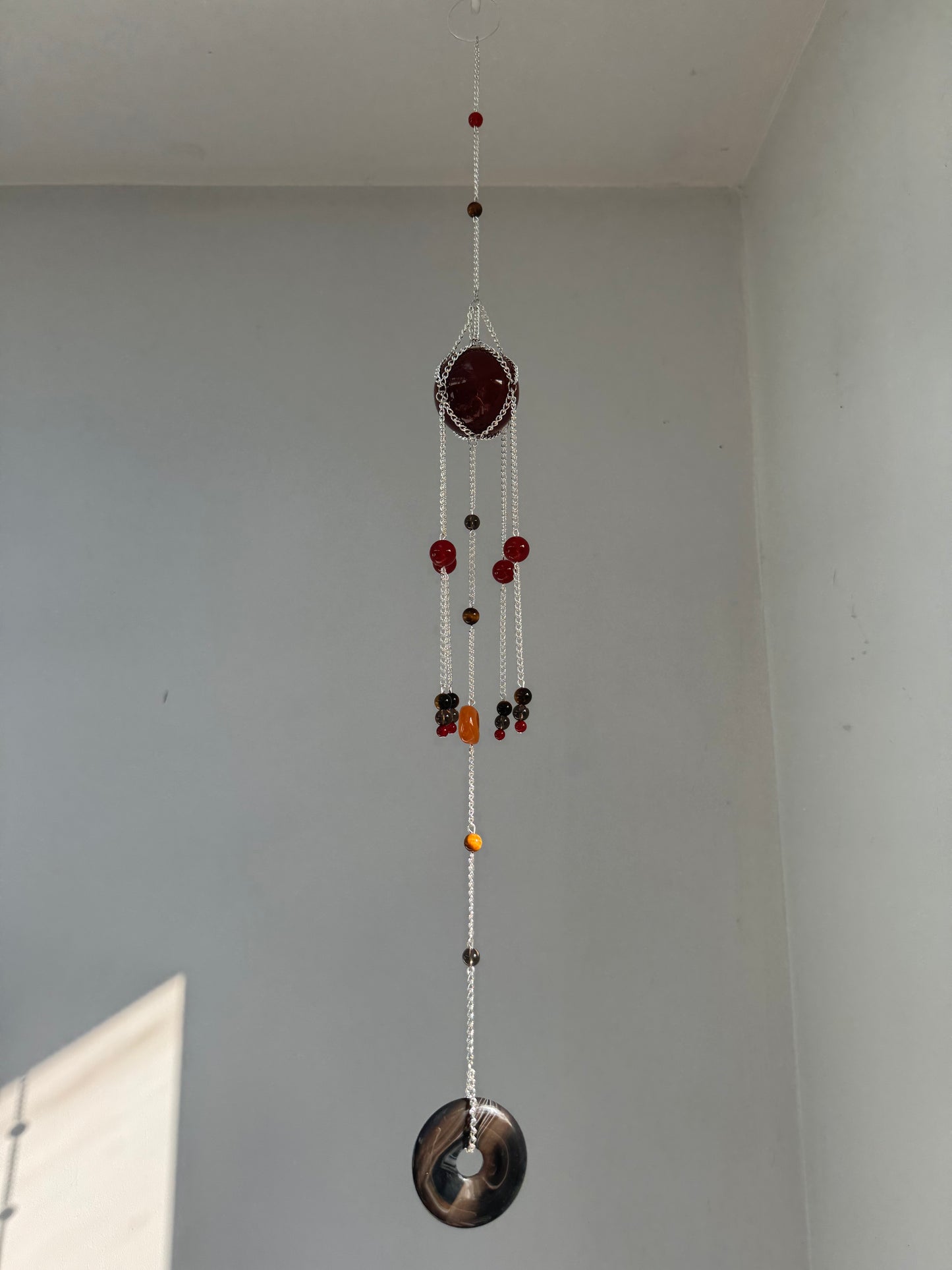 Carnelian + Agate Suncatcher | Handmade Crystal Wall Hanging