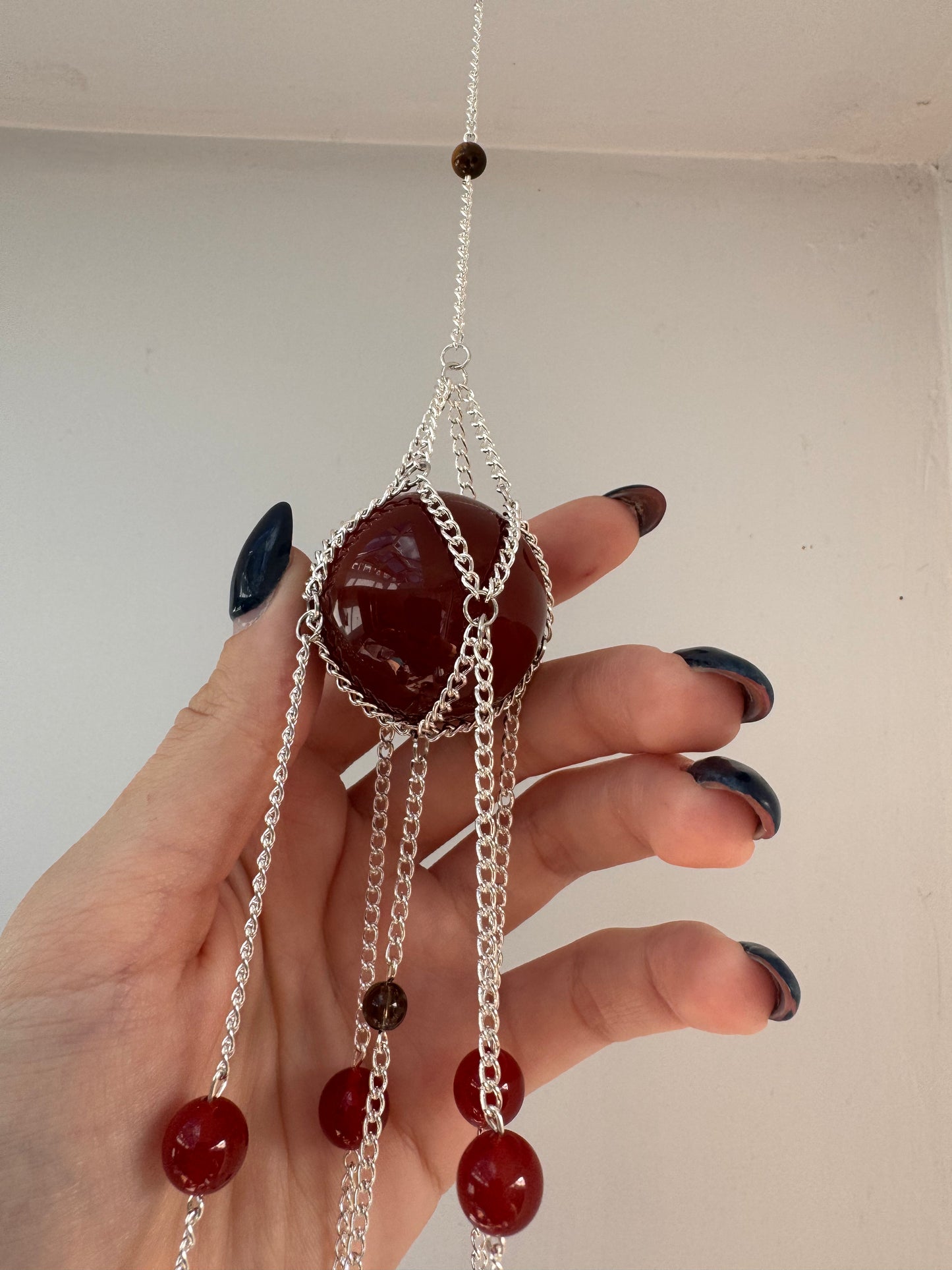 Carnelian + Agate Suncatcher | Handmade Crystal Wall Hanging