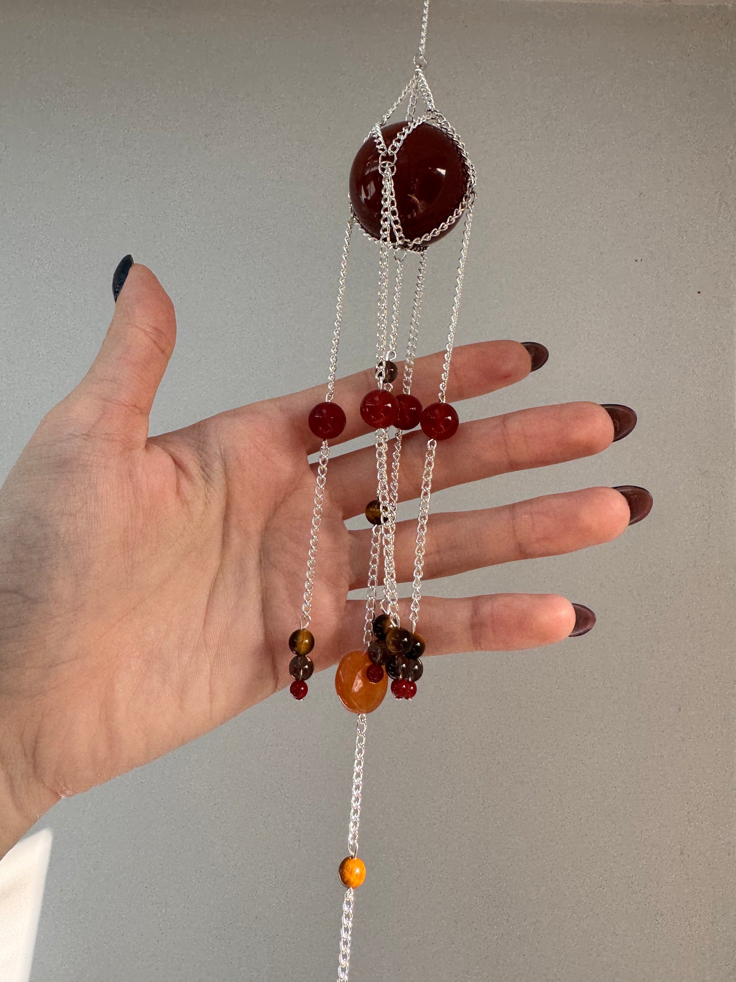 Carnelian + Agate Suncatcher | Handmade Crystal Wall Hanging