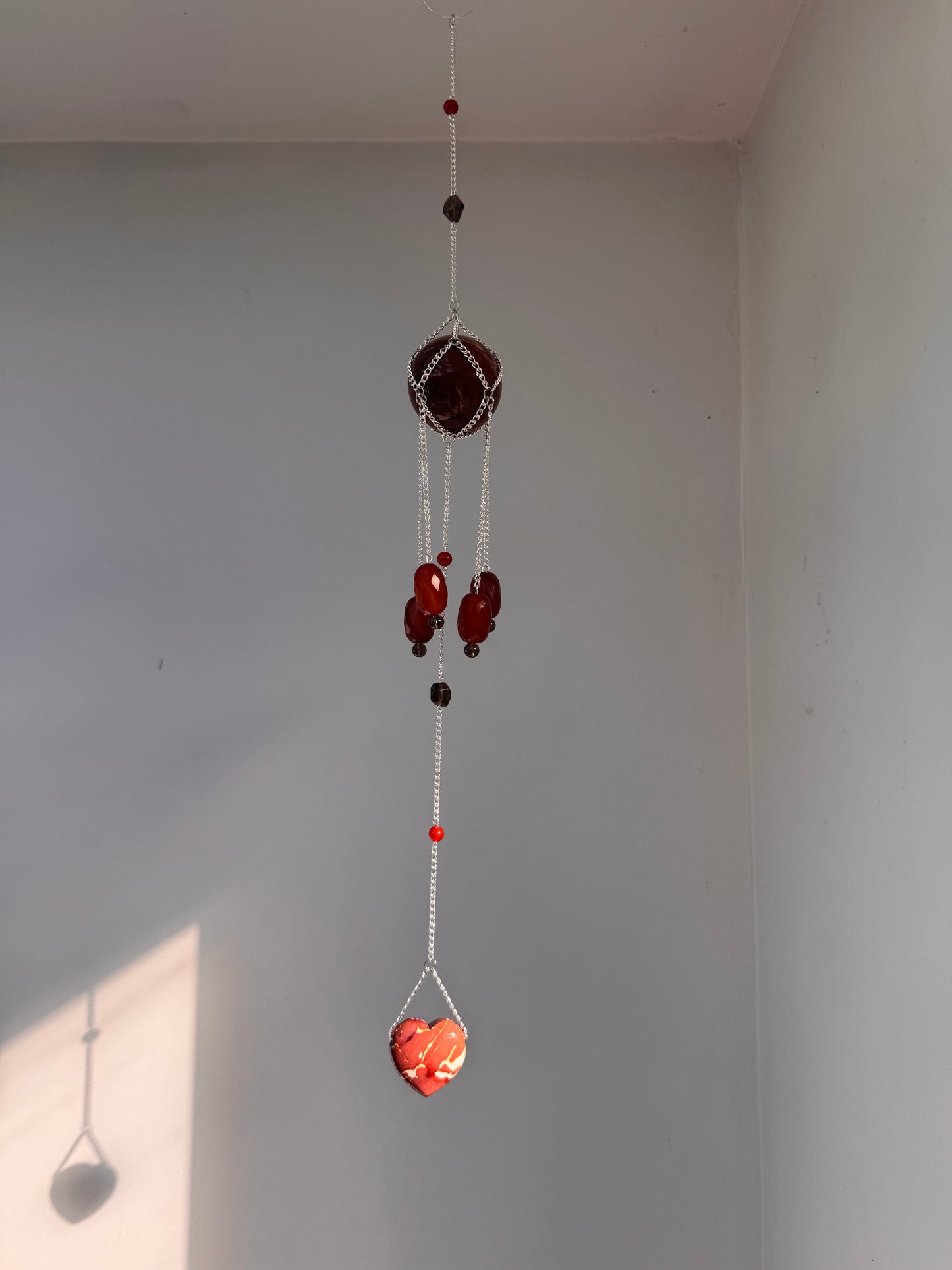 Red Jasper + Mookaite Suncatcher | Handmade Crystal Wall Hanging