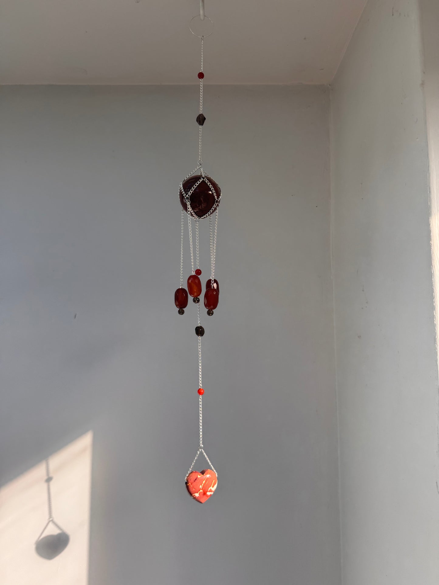 Red Jasper + Mookaite Suncatcher | Handmade Crystal Wall Hanging