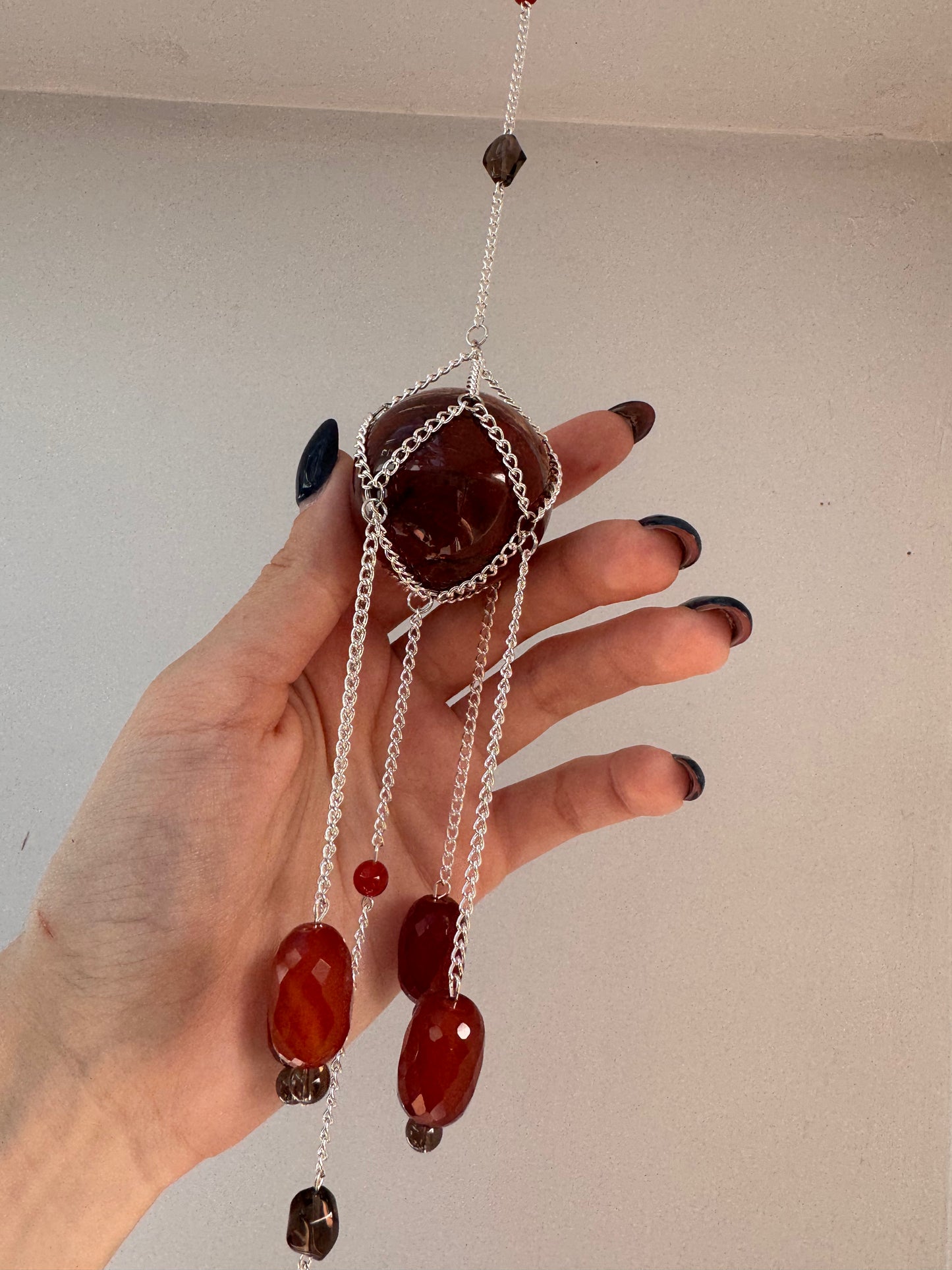 Red Jasper + Mookaite Suncatcher | Handmade Crystal Wall Hanging
