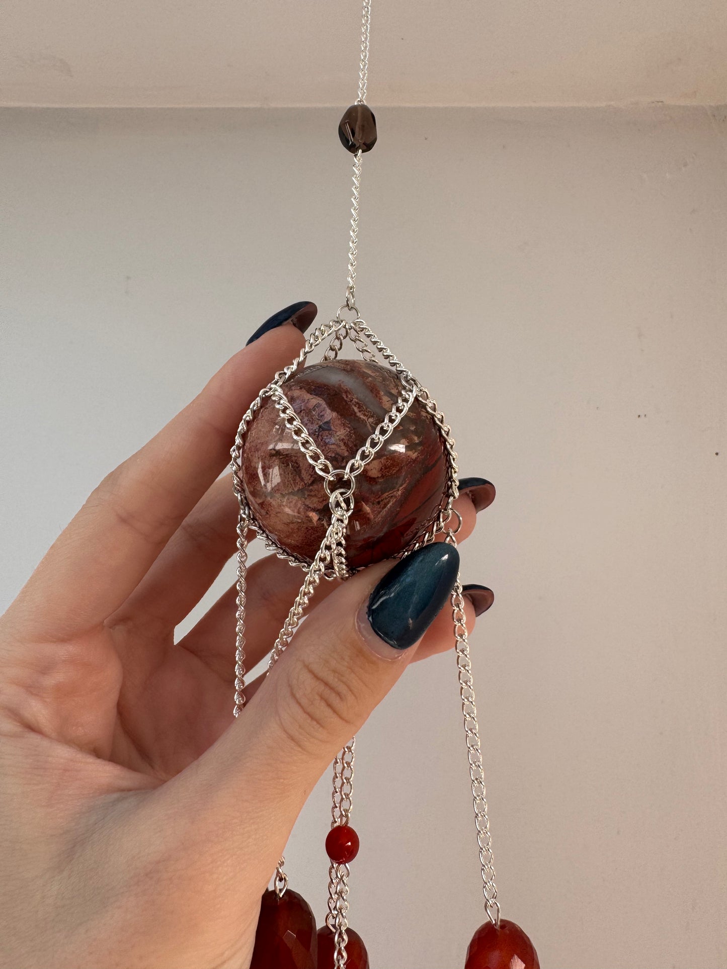 Red Jasper + Mookaite Suncatcher | Handmade Crystal Wall Hanging