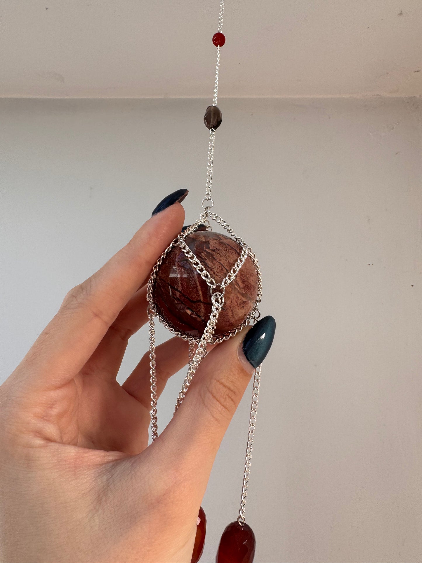 Red Jasper + Mookaite Suncatcher | Handmade Crystal Wall Hanging