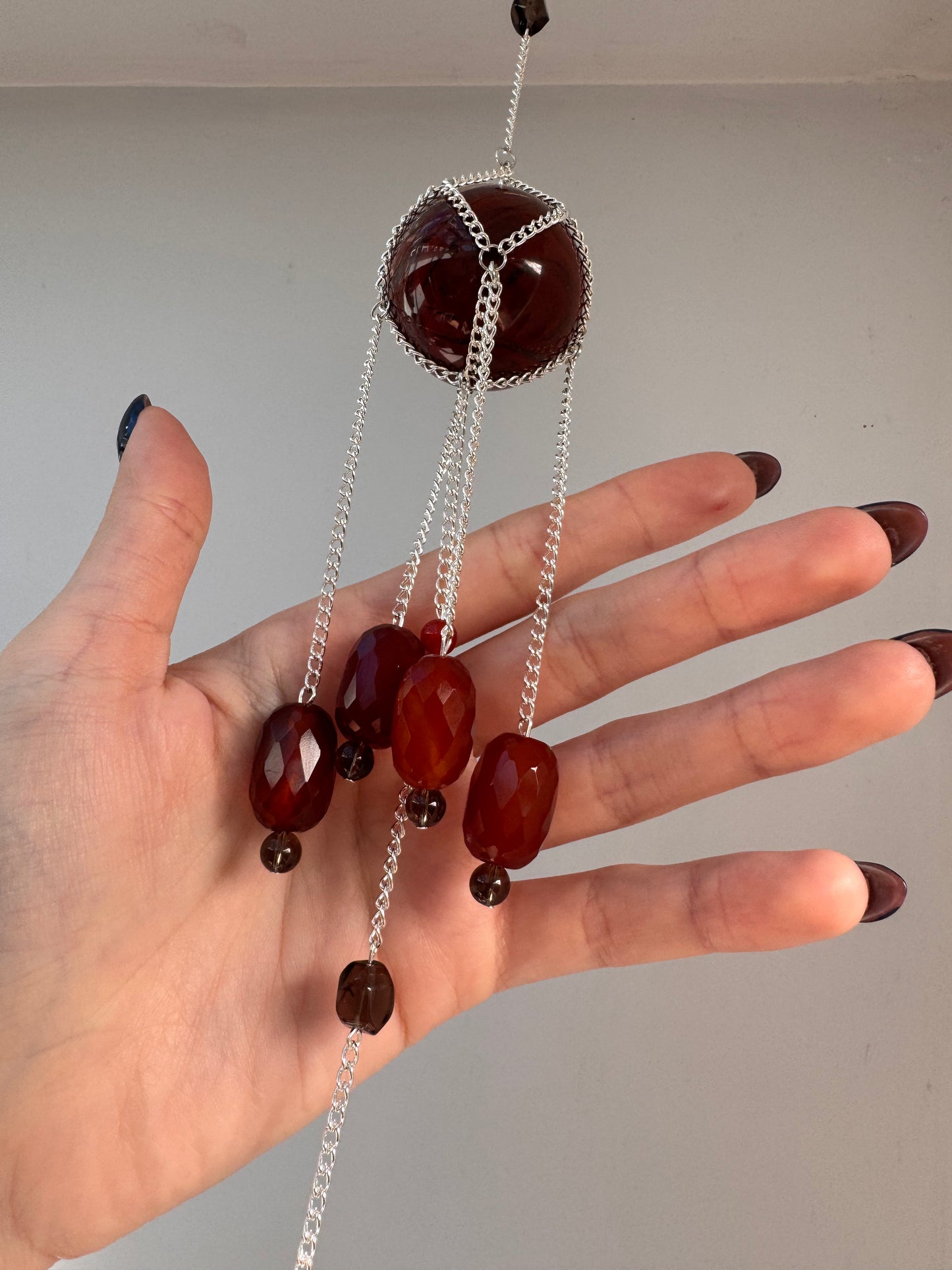 Red Jasper + Mookaite Suncatcher | Handmade Crystal Wall Hanging