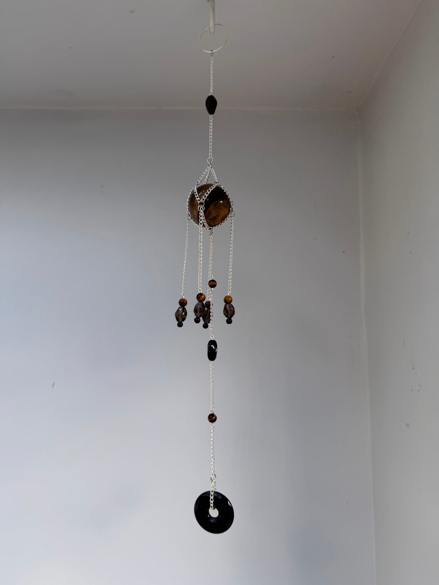 Tigers Eye + Agate Suncatcher | Handmade Crystal Wall Hanging